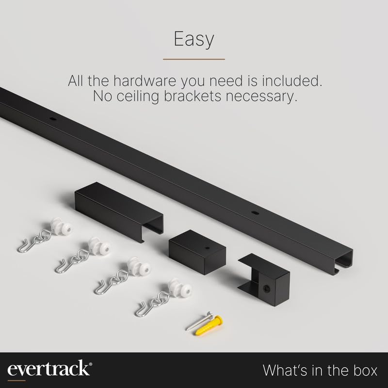 Ceiling Mounted Curtain Track - 12ft Black Metal Curtain Rail System for Drapes, Room Dividers & Window Treatments | Heavy Duty USA Made | Perfect for Living Rooms, Bedrooms & Home Offices