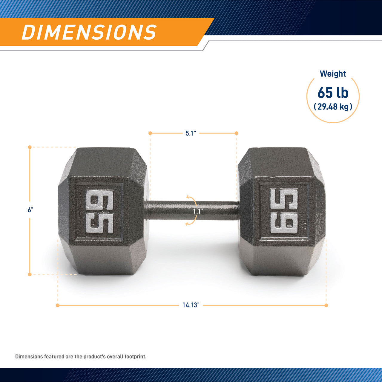 Marcy 65lb Hex Dumbbell Set - Premium Cast Iron Weight for Strength Training, Home Gym & CrossFit Workouts - Ideal for Muscle Building, Powerlifting & Fitness Enthusiasts