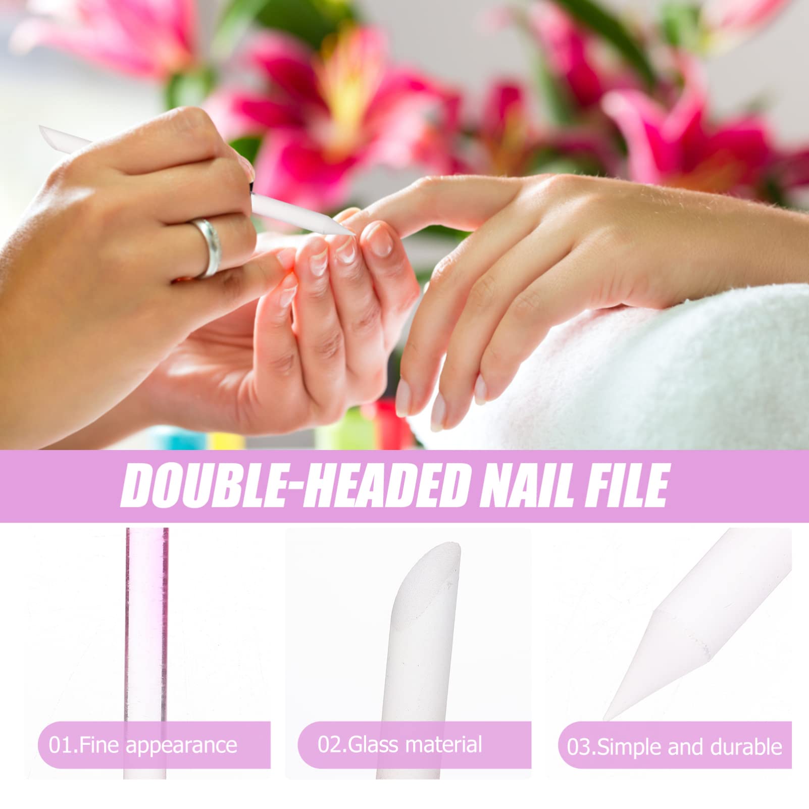 3pcs Double Head Glass Nail Files - Portable Manicure Tools for Nail Shaping & Polishing - Perfect for Home, Travel & Salon Use