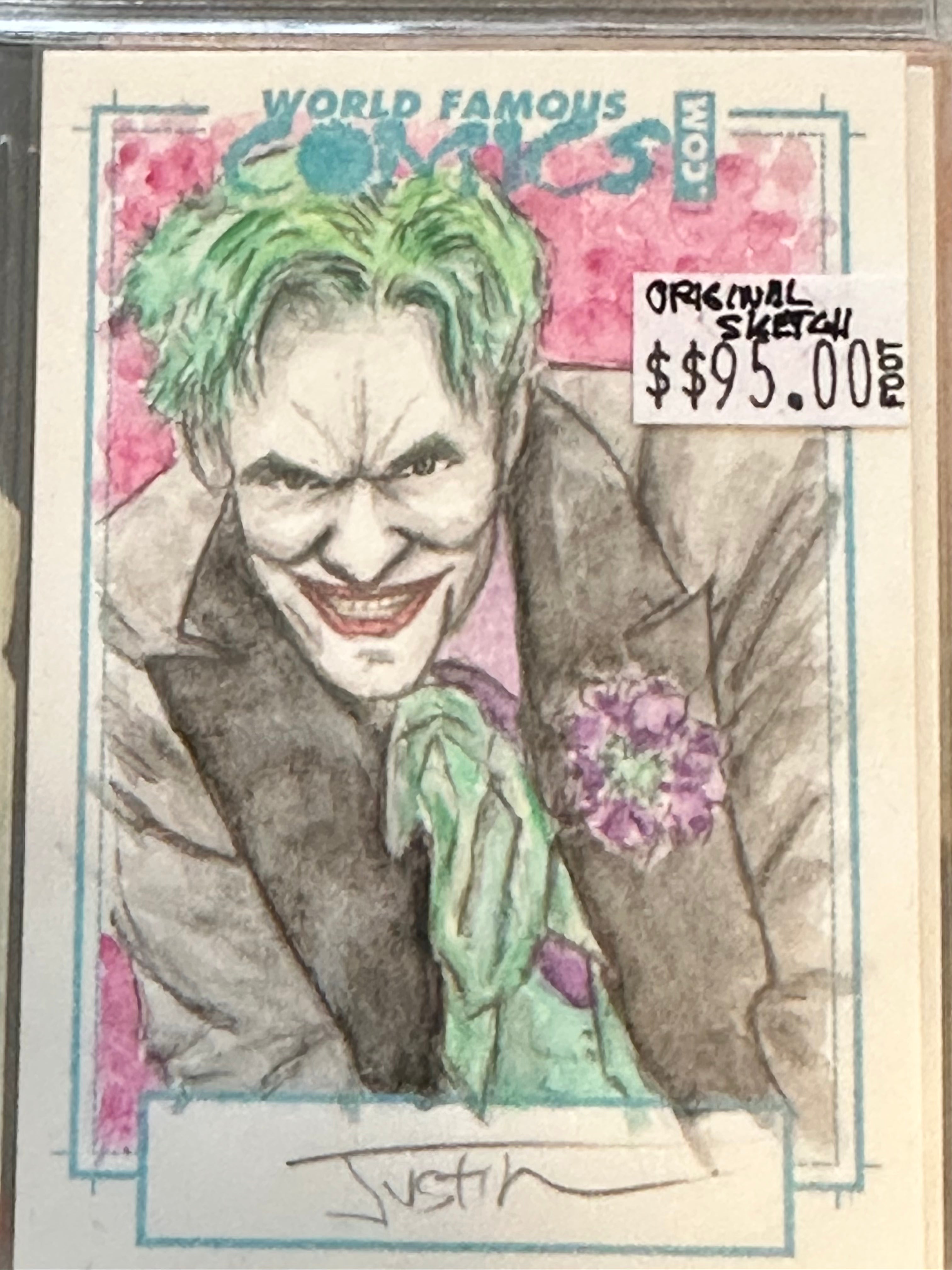 Batman Joker Original Color Sketch 2009 - DC Comics Collectible Artwork for Home Decor & Fan Display