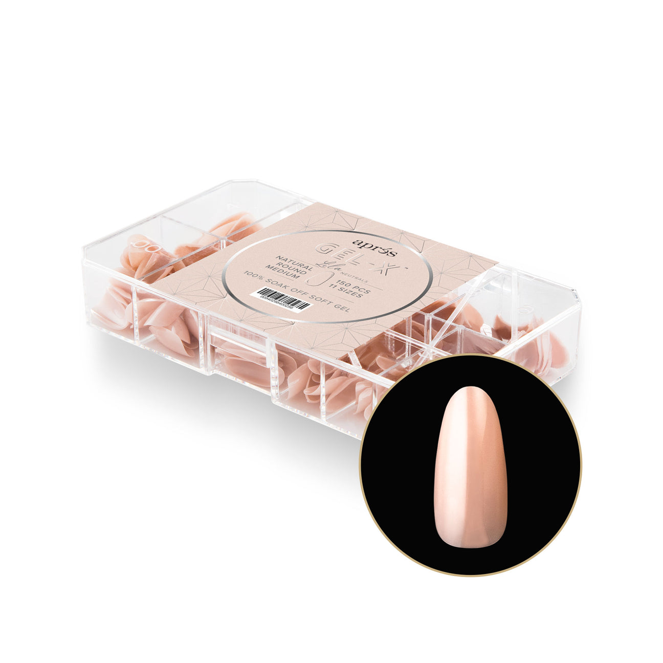 Apres Gel X Tips - Lila Round Medium (150 Pcs) | Natural Nail Extensions for Manicures | Perfect for Salon, Home Use & Special Occasions