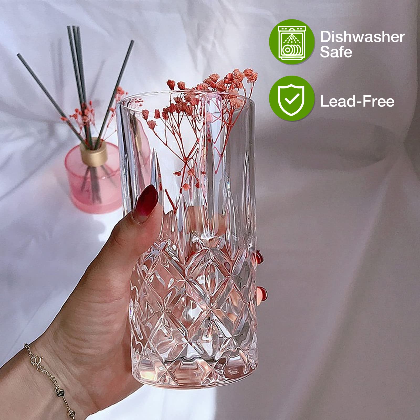 Premium 8-Piece Crystal Drinking Glass Set - 4 Old Fashioned 11oz Highball Glasses & 4 Whiskey Glasses - Elegant Barware for Cocktails, Bourbon, Scotch & Beverages - Perfect for Home Bars, Parties & Gifts