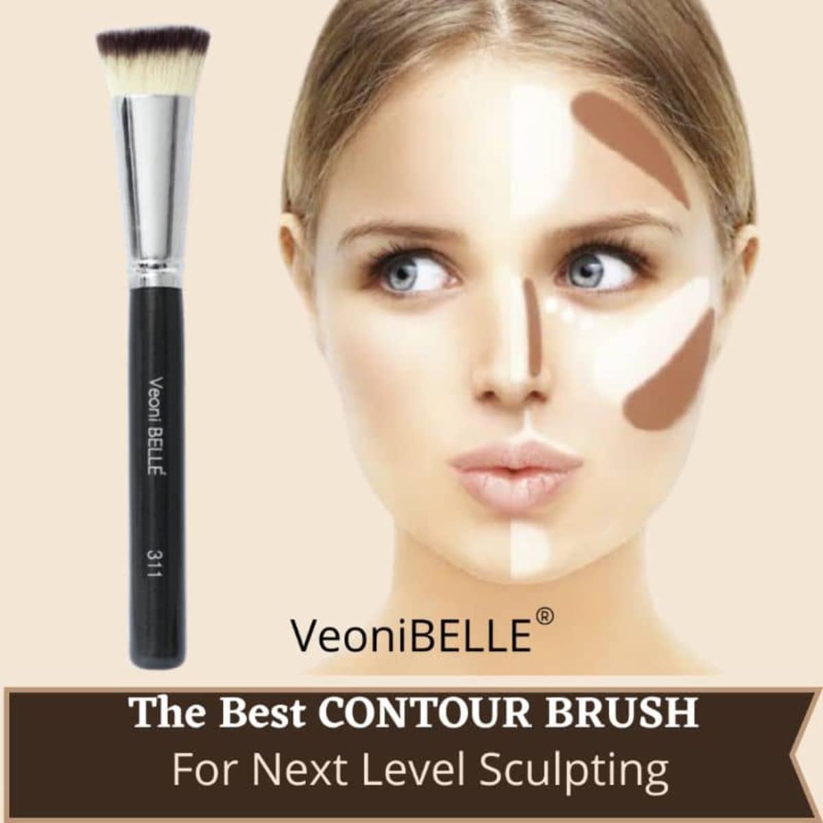 Veoni Belle Makeup Brush Set - Soft Bristles Powder Brush, Eyeshadow Blending Brush & Flat Brush for Flawless Makeup Application | Perfect for Daily Use, Professional Makeup & Travel