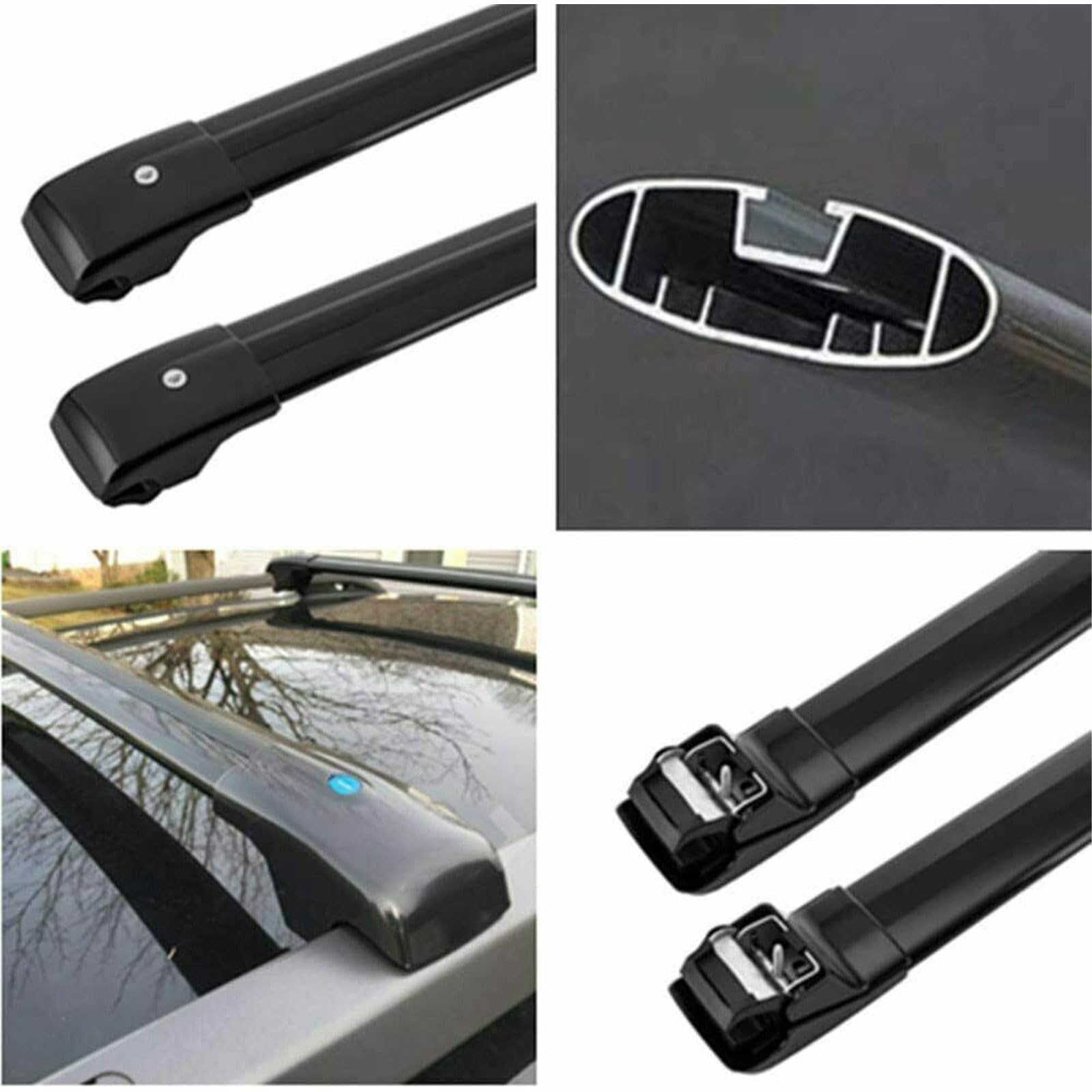 VERBANA Aluminum Roof Rack Cross Bars with Lock - Compatible with 2024 Hyundai Santa Fe | Lockable Luggage Rack for Rooftop Cargo Carrier, Kayak, Canoe, Bike & Snowboard (Black) | Perfect for Road Trips, Camping & Outdoor Adventures