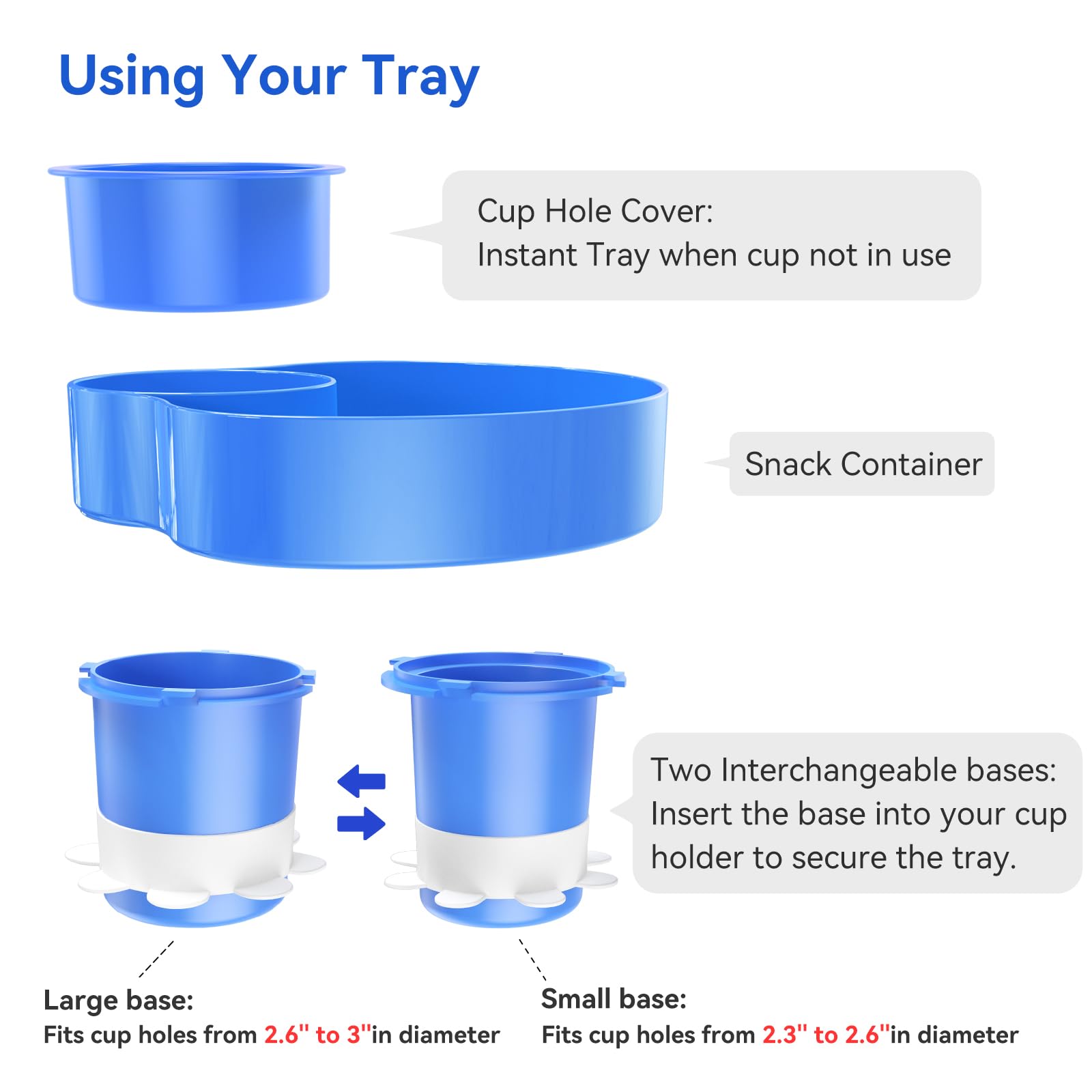 Portable Car Seat Snack Tray for Toddlers - Kids Travel Tray with Cup Holder & Food Containers | Stroller Snack Plate | Road Trip Essentials for Children (Blue) - Perfect for Long Car Rides, Airplane Travel & Stroller Outings