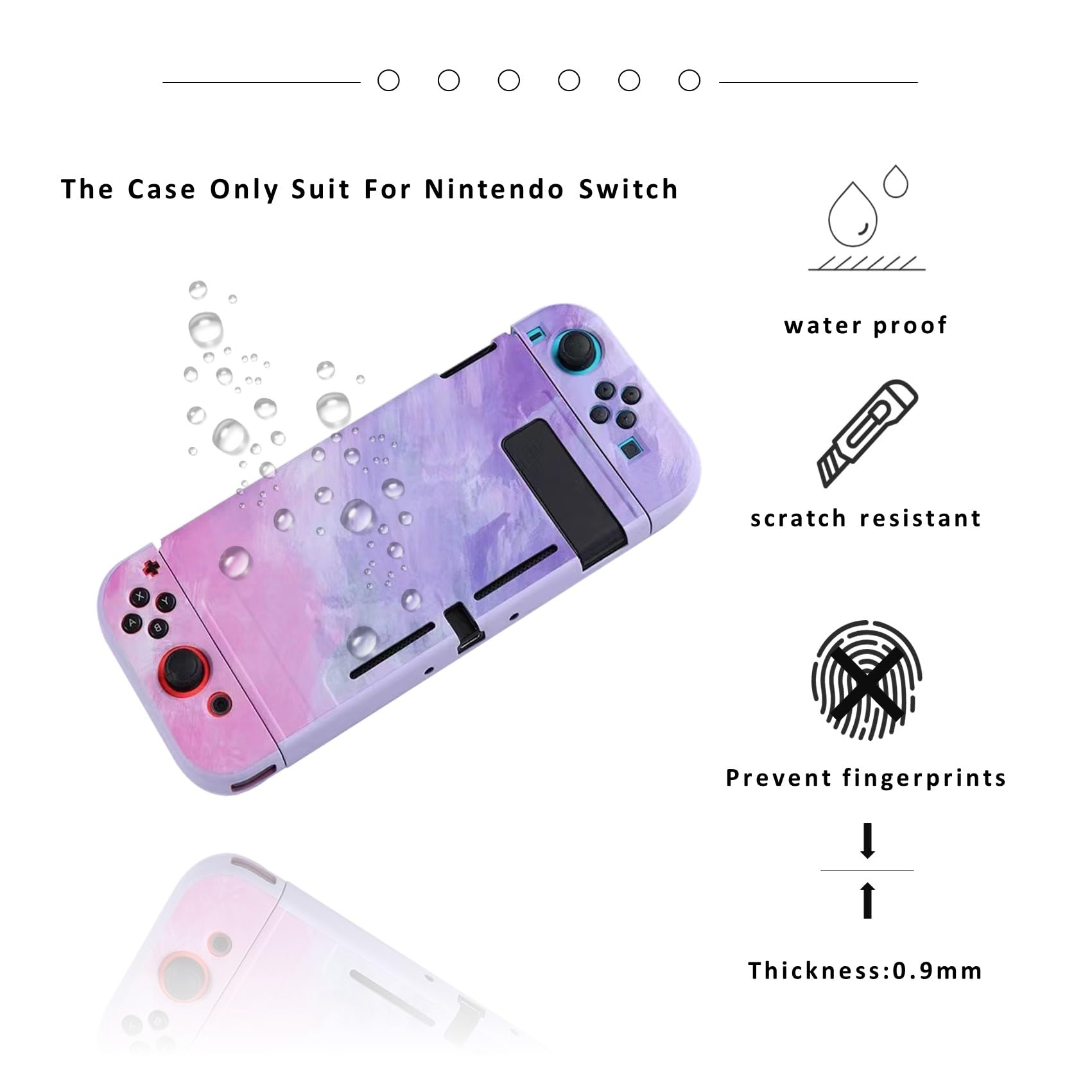 Nintendo Switch Skin Case - Soft TPU Protective Shell for Switch Console & Controllers | Shock-Absorption, Anti-Scratch Cover for Comfortable Gaming (Purple) | Perfect for Travel, Home & On-The-Go Protection