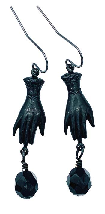Victorian-Style Vintage Mourning Bead Dangle Earrings - Handmade Gothic Jewelry for Women, Perfect for Weddings, Halloween Costumes & Victorian-Themed Parties