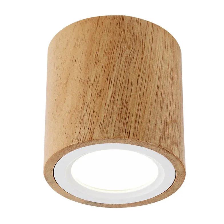 Modern Round Wooden Flush Mount Ceiling Light Fixture - Natural Wood Grain Design for Bedroom, Living Room, Dining Room & Hallway Lighting