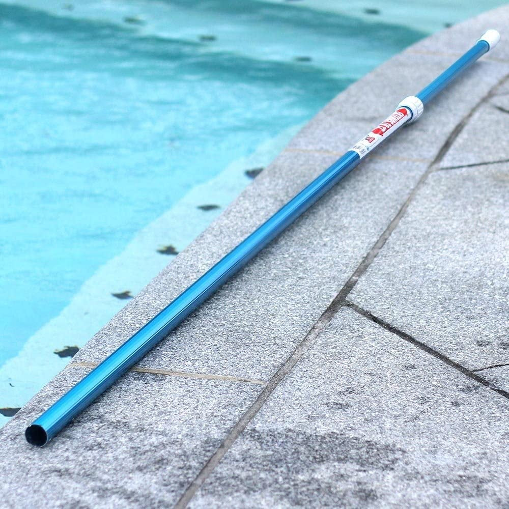 16' Blue Torrent 2-Piece Telescopic Pool Pole for Swimming Pools - Extendable Pool Cleaning Tool for Skimmers, Nets & Brushes (Perfect for Above Ground & Inground Pools)