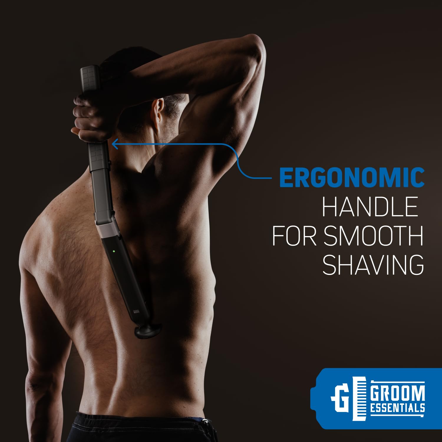 Electric Back Shaver & Body Groomer for Men - Rechargeable Back Hair Trimmer with Extendable Blade for Hard-to-Reach Areas - Perfect for Manscaping, Back Hair Removal & Personal Grooming at Home or Travel