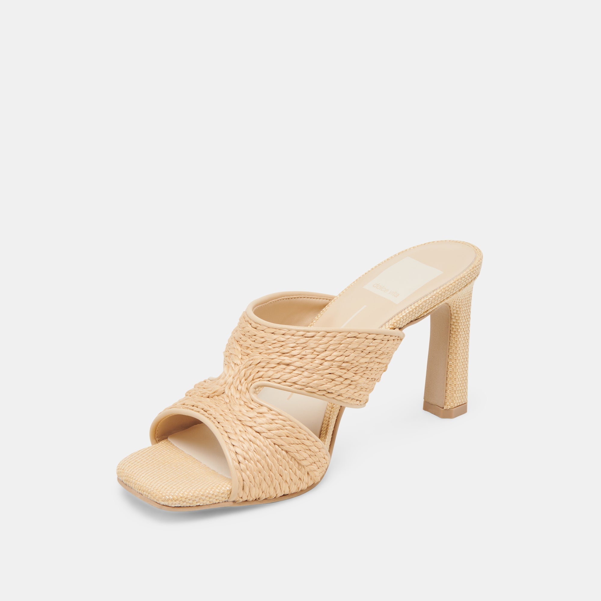GITEL Women's Wide Heel Sandals - Natural Raffia Material for Comfort & Style - Perfect for Beach, Vacation & Summer Outfits