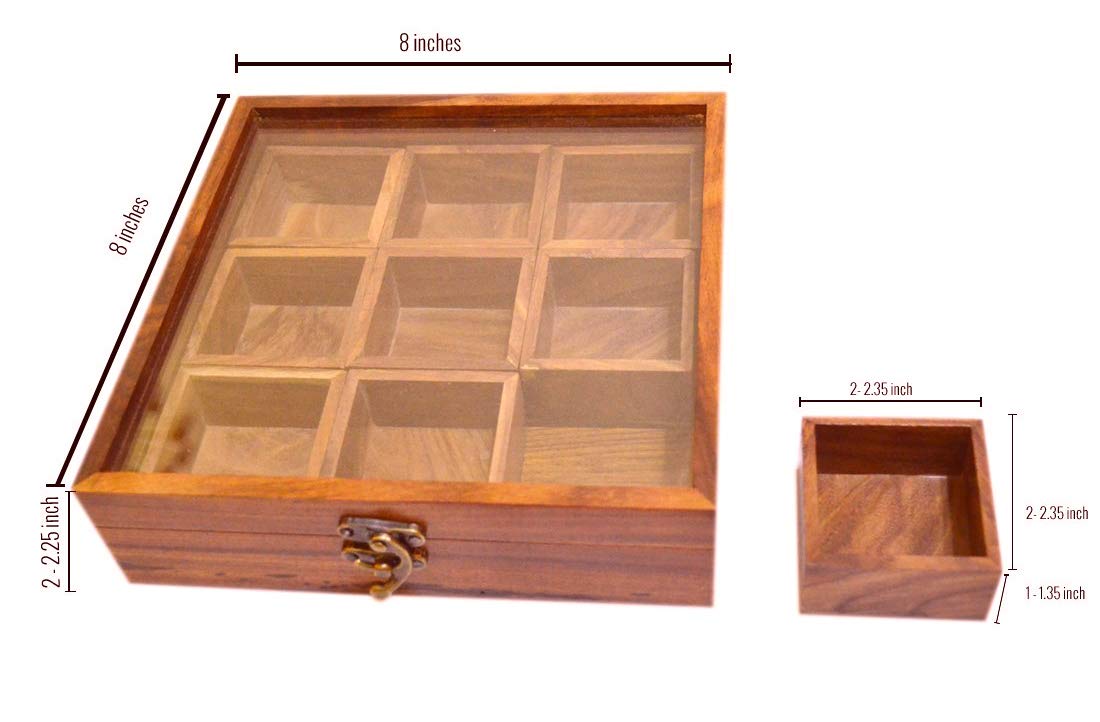 Sheesham Wood Spice Box - Spice Storage for Kitchen & Dining