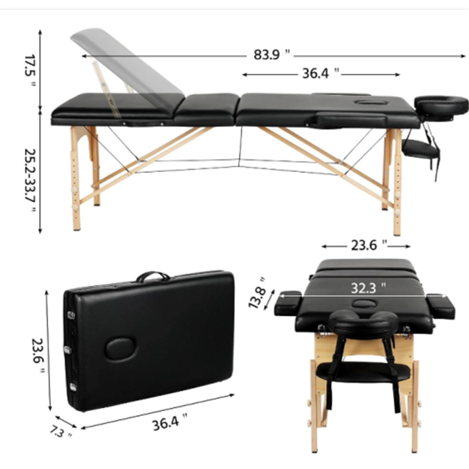 Portable Adjustable Massage Bed with Facial Cradle & Suitcase - Professional Spa Salon Table for Massage, Eyelash Extensions & Beauty Treatments - Perfect for Home, Salon & Mobile Therapists