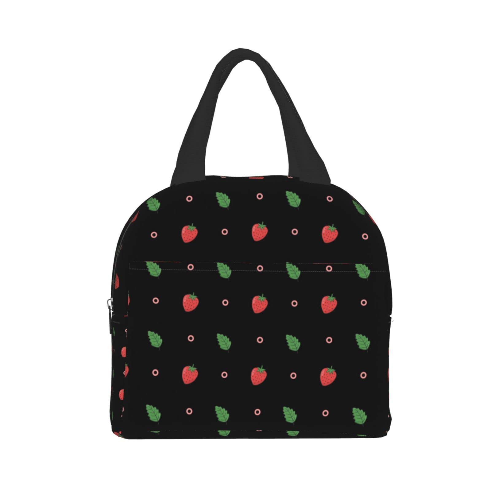 **Strawberry Insulated Lunch Bag with Leaves - Reusable & Leak-Proof Lunch Box for Men & Women - Perfect for Work, School, Travel & Picnic**