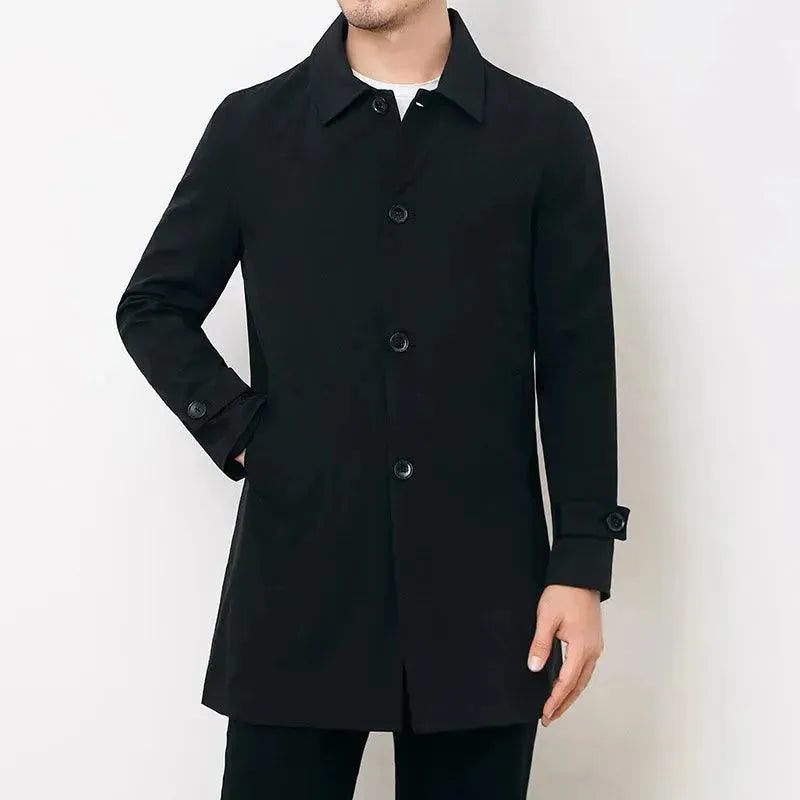 Classic Single Breasted Men's Trench Coat - Waterproof Long Coat for Men | Formal & Casual Wear | Perfect for Office, Dating & Outdoor Activities