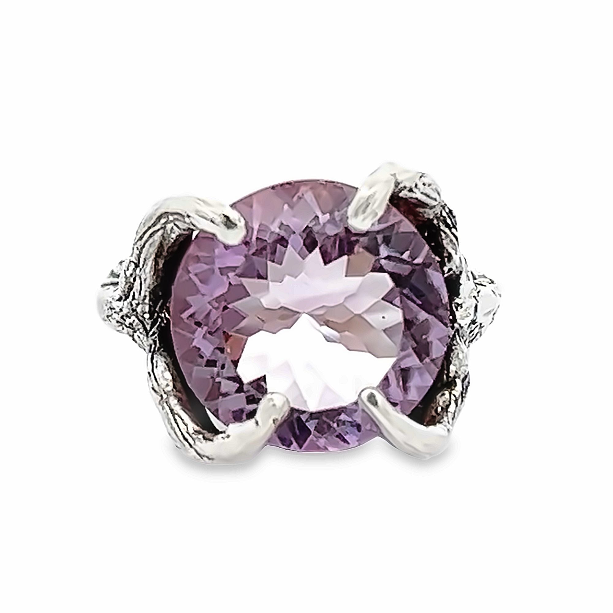 8.5 Carat Cushion Cut Amethyst Sterling Silver Cocktail Ring for Women - Elegant Evening Party Jewelry Gift for Her