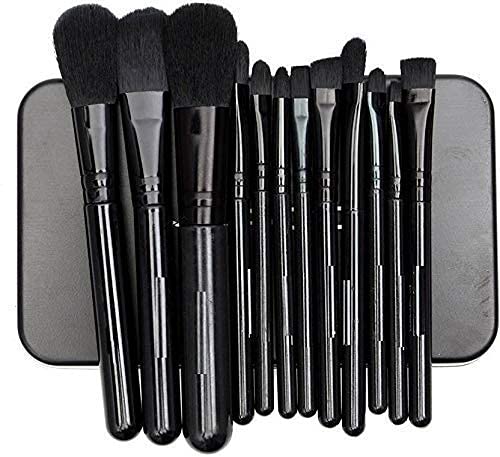 Professional 12-Piece SIRF TUM 7 Fiber Brushes Set with Black Metal Storage Box - Perfect for Makeup Artists, Cosplay & Beauty Enthusiasts