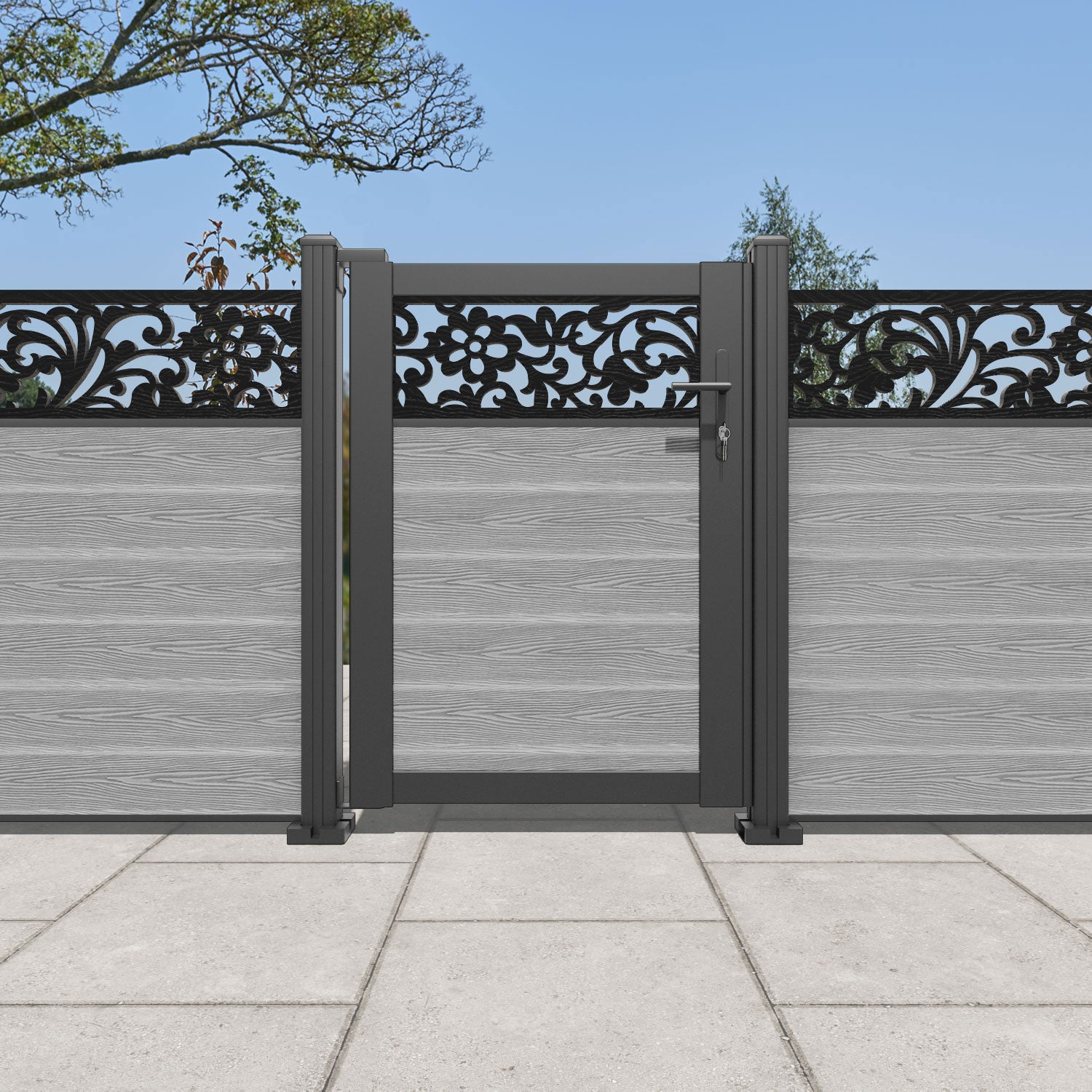 Classic Eden Pedestrian Gate - Light Grey Steel Garden Fence Gate for Home & Yard Security | Durable Outdoor Entryway Solution for Driveways, Walkways & Backyard Access