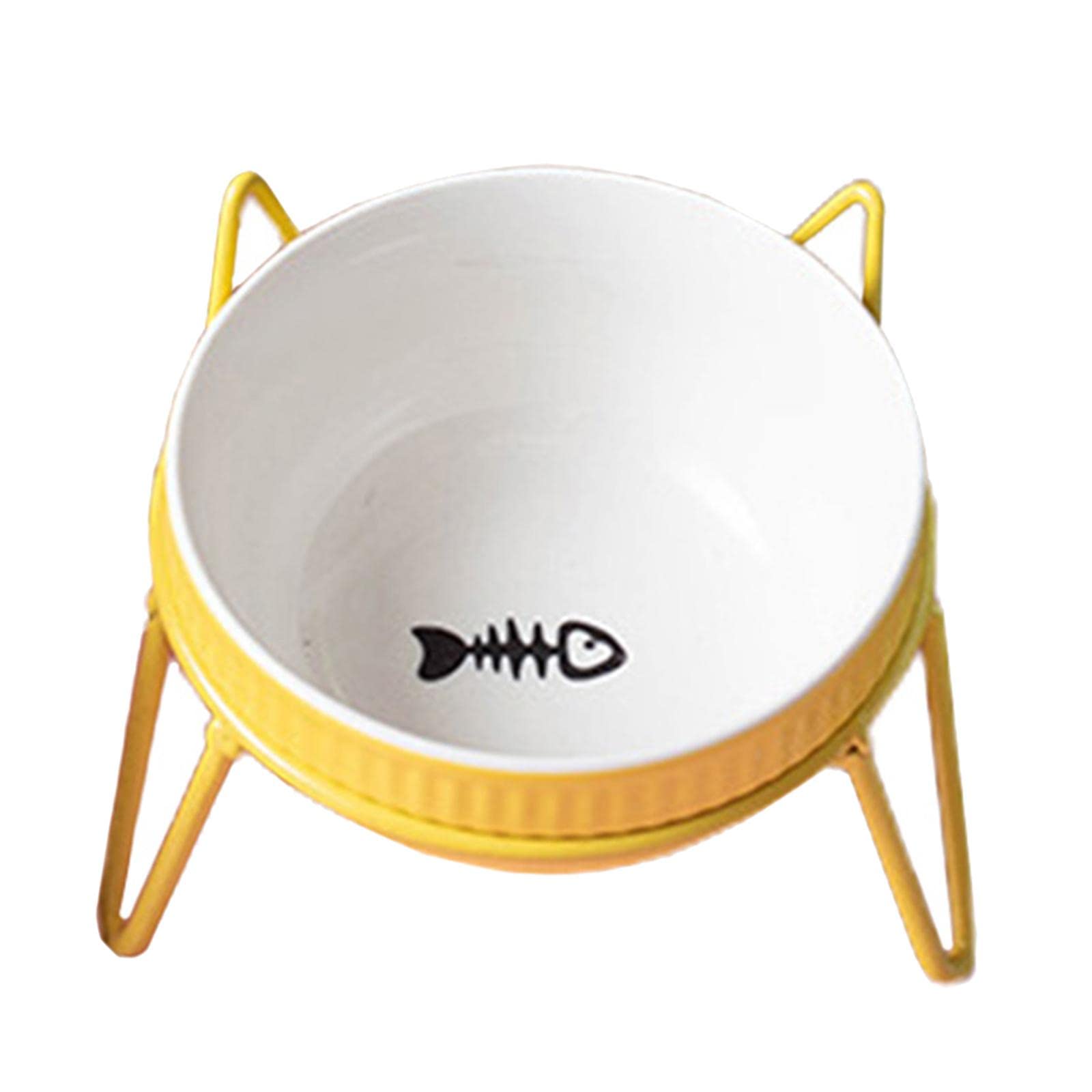 Premium Iron Pet Bowl Stand Holder - Single Feeder for Dogs & Cats - Durable & Non-Slip Food Dish Rack - Vibrant Yellow (Perfect for Home, Kitchen, or Outdoor Use)