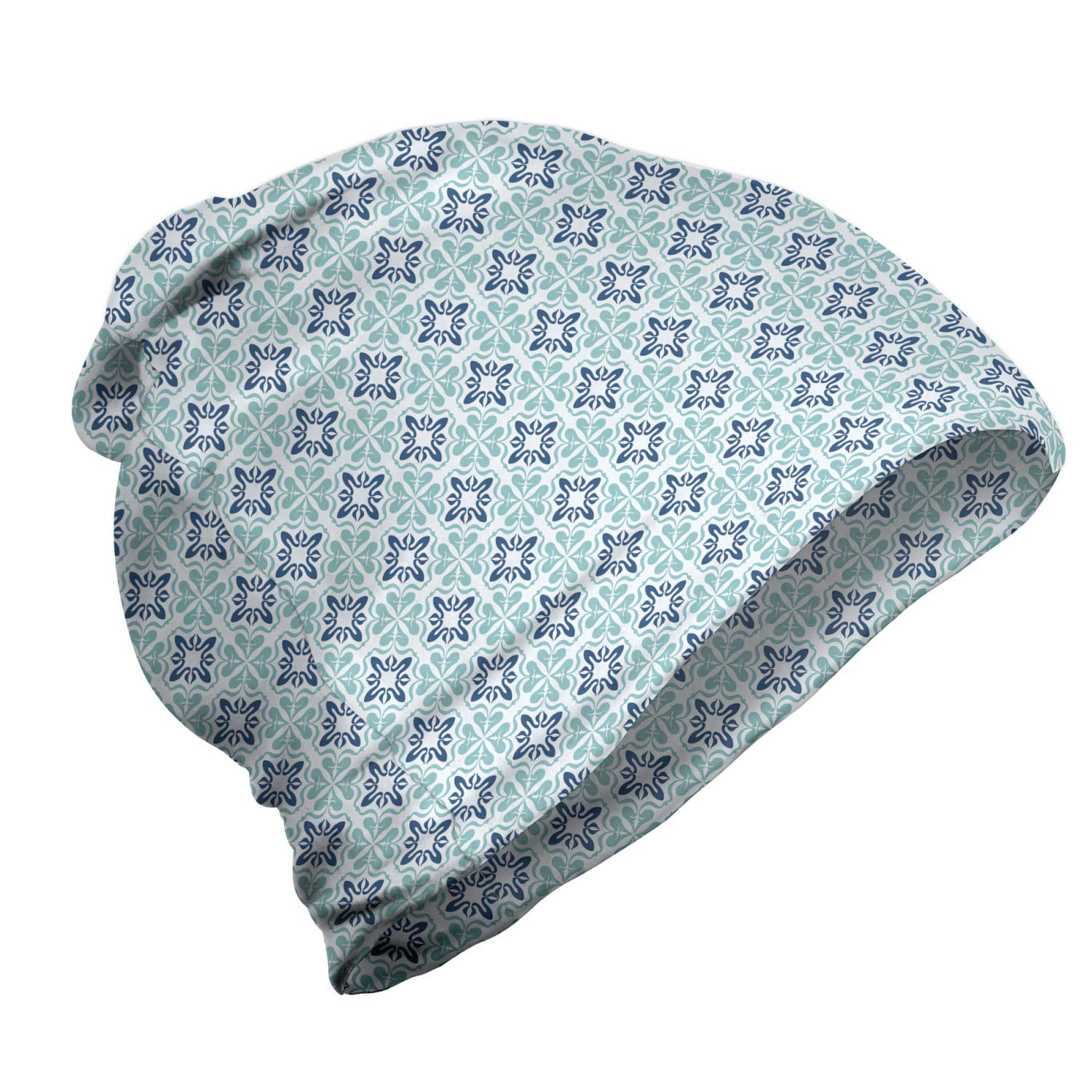 Ambesonne Unisex Winter Beanie - Soft Knit Hat for Men & Women in Mediterranean Sea Tones - Warm Fleece Lined Skull Cap for Hiking, Camping & Outdoor Activities