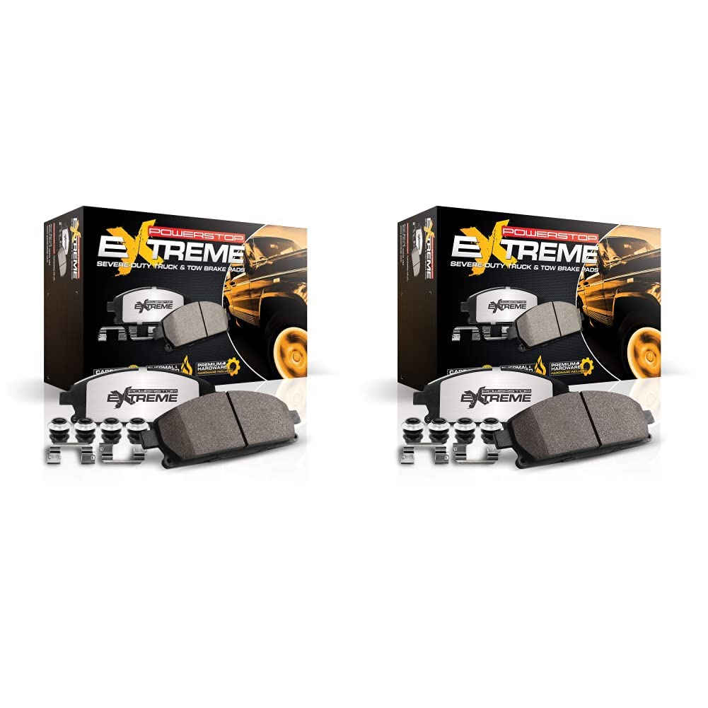 Power Stop Z36-1602 & Z36-2087 Carbon-Fiber Ceramic Brake Pads Set for Trucks & Towing - Front & Rear Brake Kit for Heavy-Duty Vehicles - Perfect for Off-Road, Hauling & Commercial Use