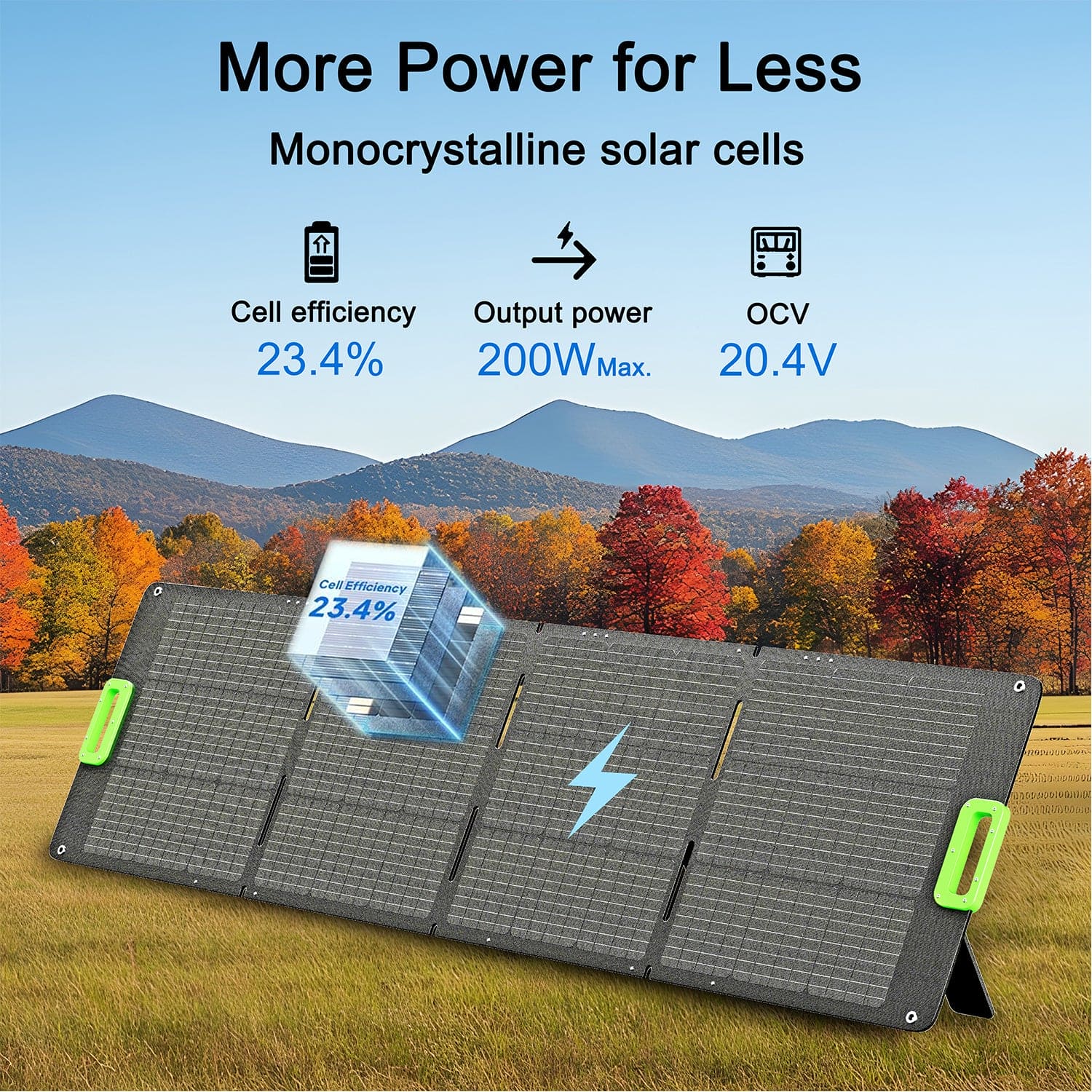 200W Portable Folding Solar Panel by Nature's Generator - Lightweight & Waterproof for Camping, RV Trips & Emergency Power Backup