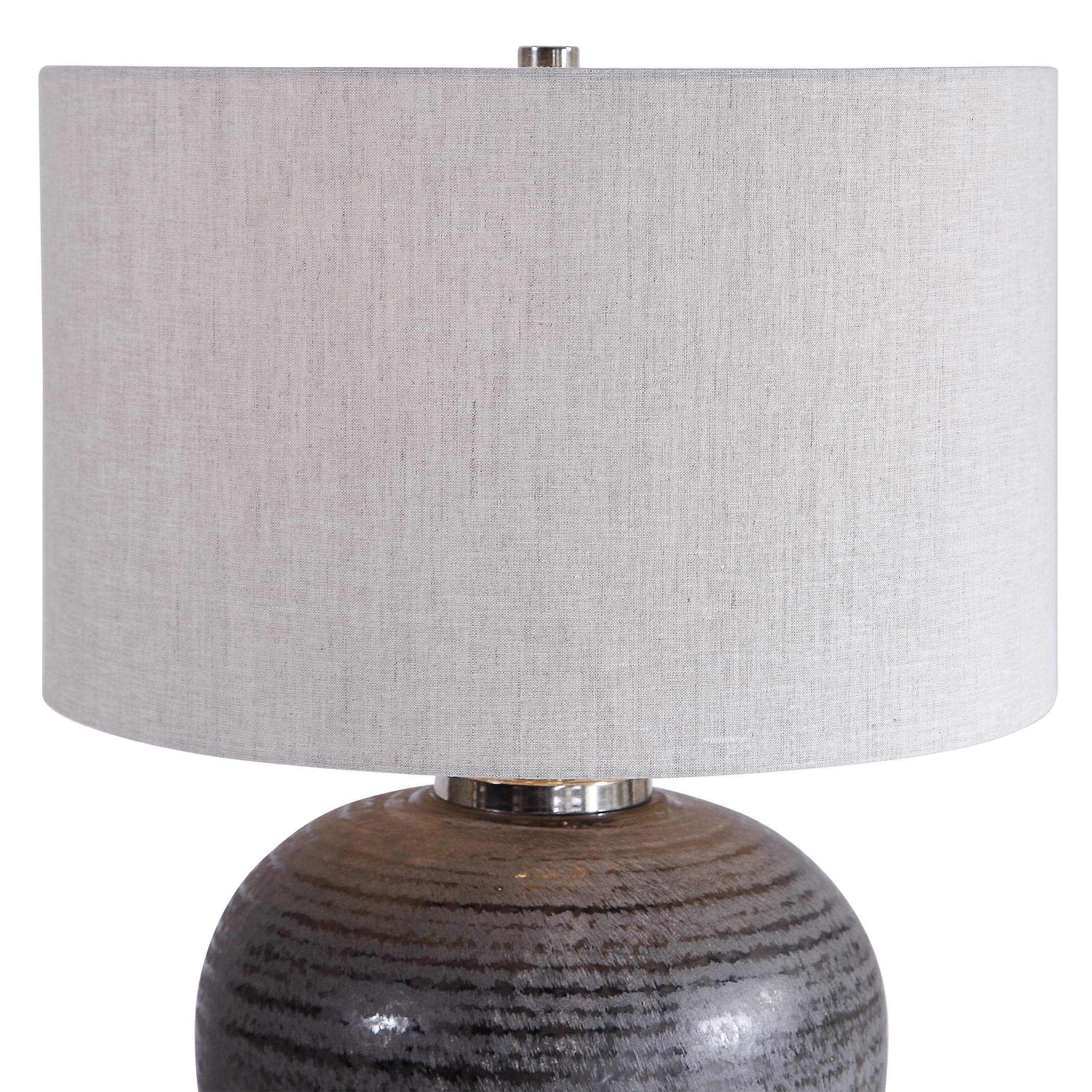 Modern Mikkel Charcoal Table Lamp - Stylish LED Nightstand Light for Bedroom, Living Room & Office - Dimmable Desk Lamp with USB Port for Home Decor & Reading
