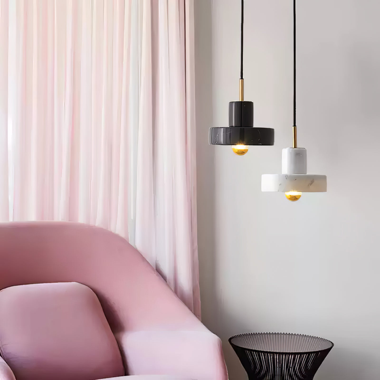 Marble Aura Pendant Lamp - Modern Glass Ceiling Light Fixture with Crystal Accents for Dining Room, Kitchen Island & Bedroom Lighting