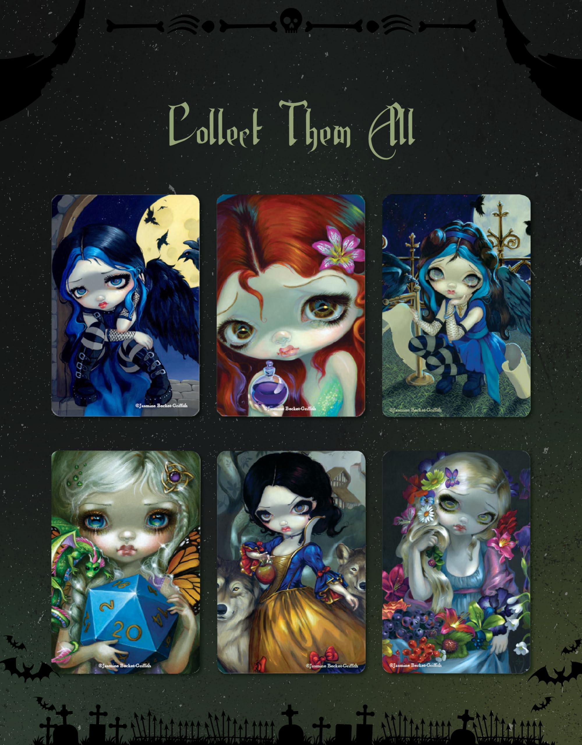 Gothic Fairy Tale 'Quoth The Raven Nevermore' Wood Magnet by Jasmine Becket-Griffith - Laser-Cut, UV-Coated Decorative Fridge Magnet (1236-LM) - Perfect for Home Office, Gothic Decor & Poetry Lovers