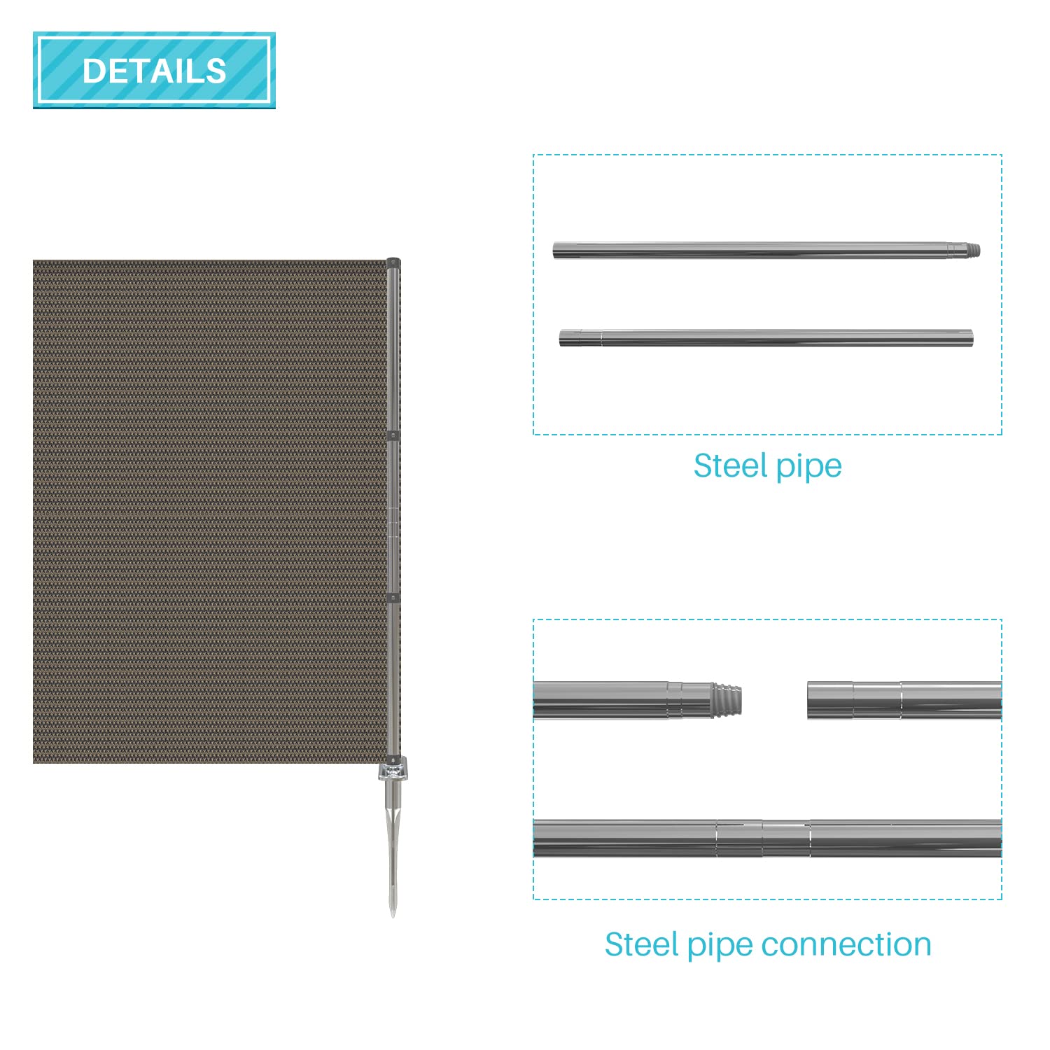 Coarbor 4'x40' Outdoor Removable Privacy Fence Panel - Brown Pool Fencing, Dog & Chicken Yard Barrier, Garden Border with Spikes Poles - Perfect for Backyards, Pools, Pet Areas & Vegetable Gardens