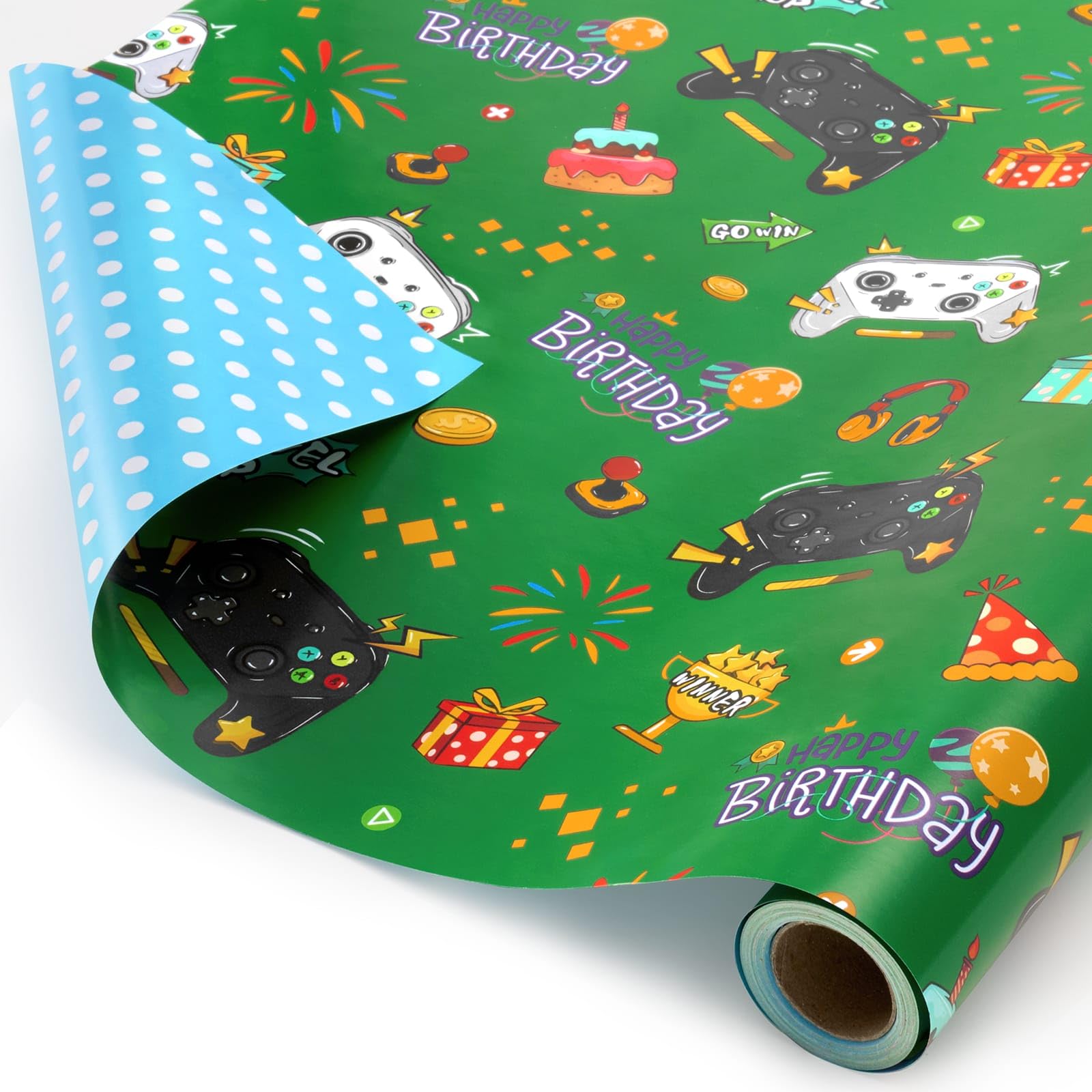 WERNNSAI Video Game Themed Reversible Wrapping Paper Roll - 17