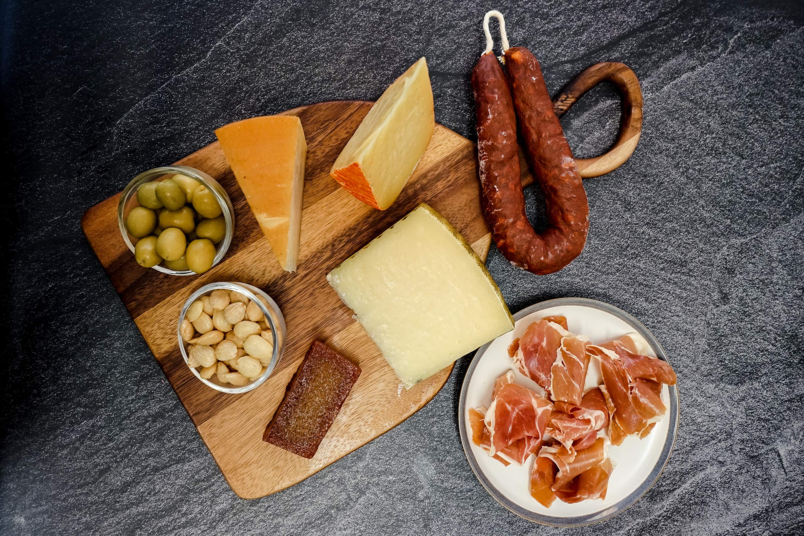 Authentic Spanish Gourmet Gift Box - Iberico Chorizo, Serrano Ham, Manchego Cheese, Spanish Olives, Quince Paste & Almonds | Perfect for Holiday Gifts, Corporate Gifts & Spanish Food Lovers