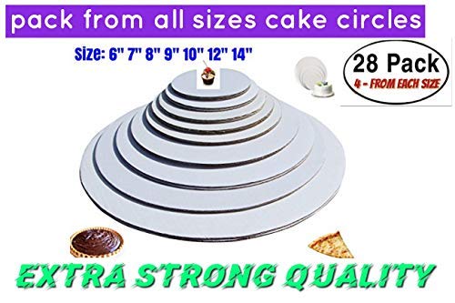 Premium White Cardboard Cake Circles - Heavy Duty Round Cake Boards Set (6