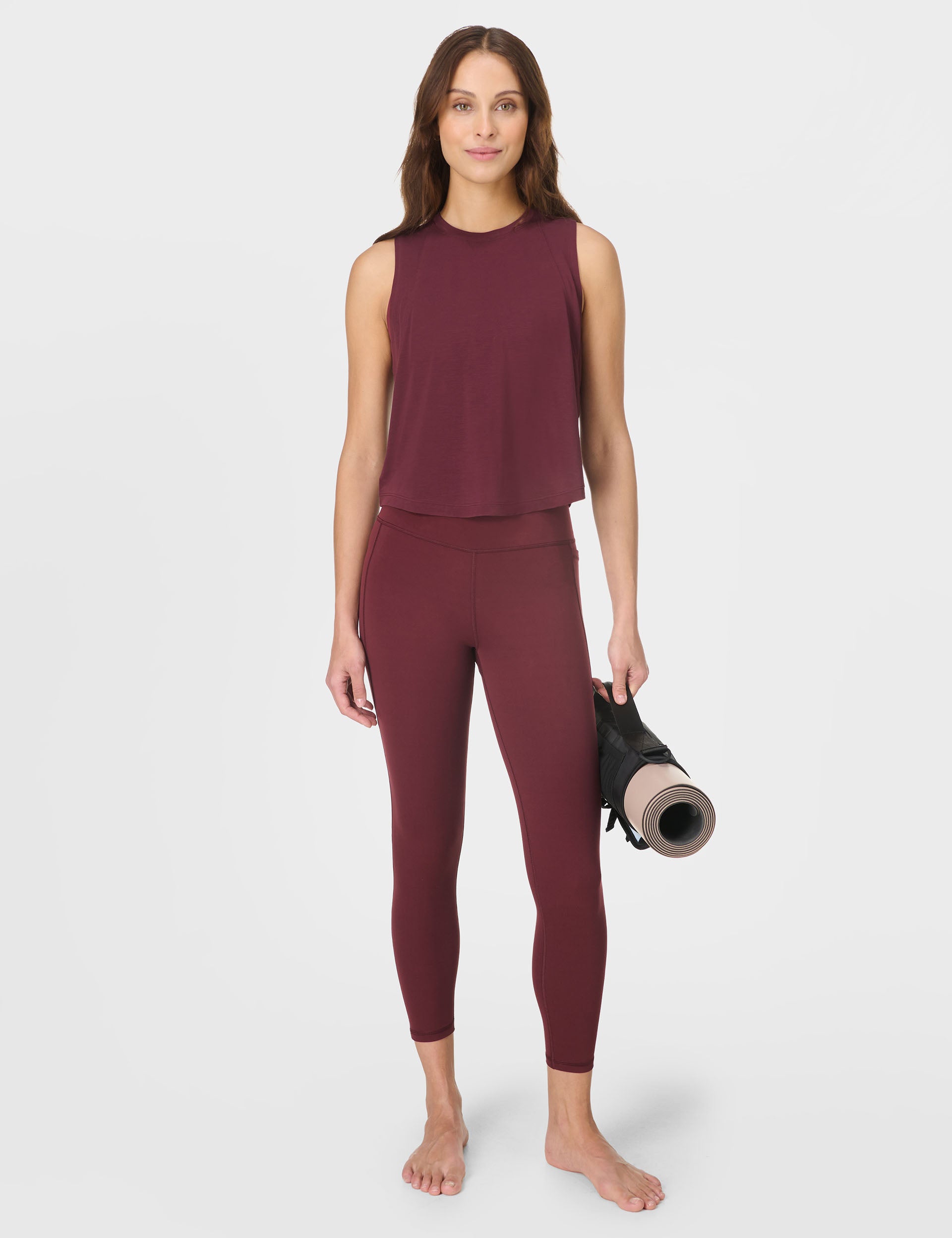 Ultimate Studio 7/8 High Waist Yoga Leggings for Women - Garnet Red - Perfect for Yoga, Gym Workouts & Everyday Wear