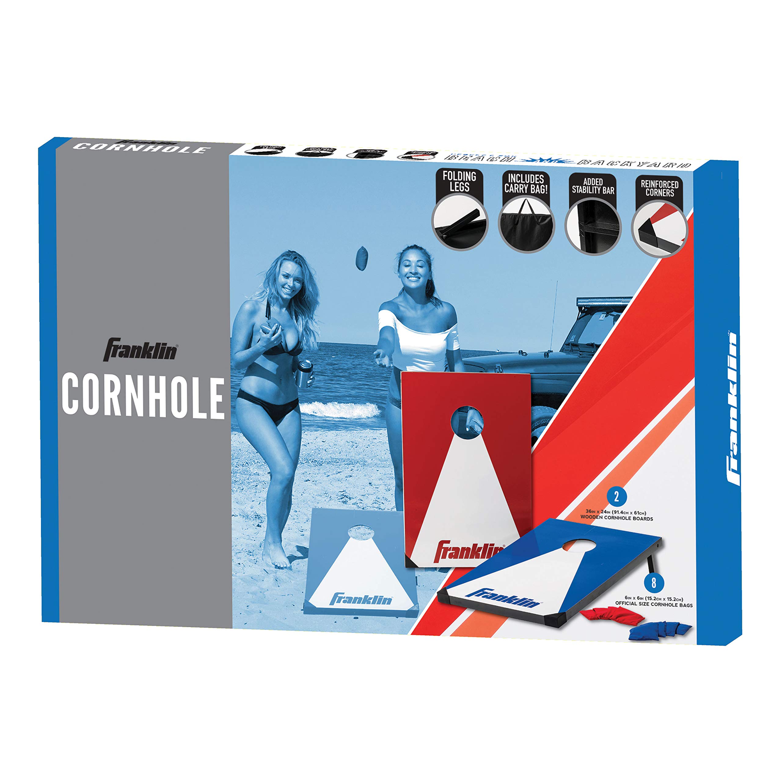 Franklin Sports Cornhole Game Set - Portable Cornhole Boards with 8 Bean Bags - Outdoor Lawn & Beach Tailgate Toss Game for Backyard, Parties, and Picnics