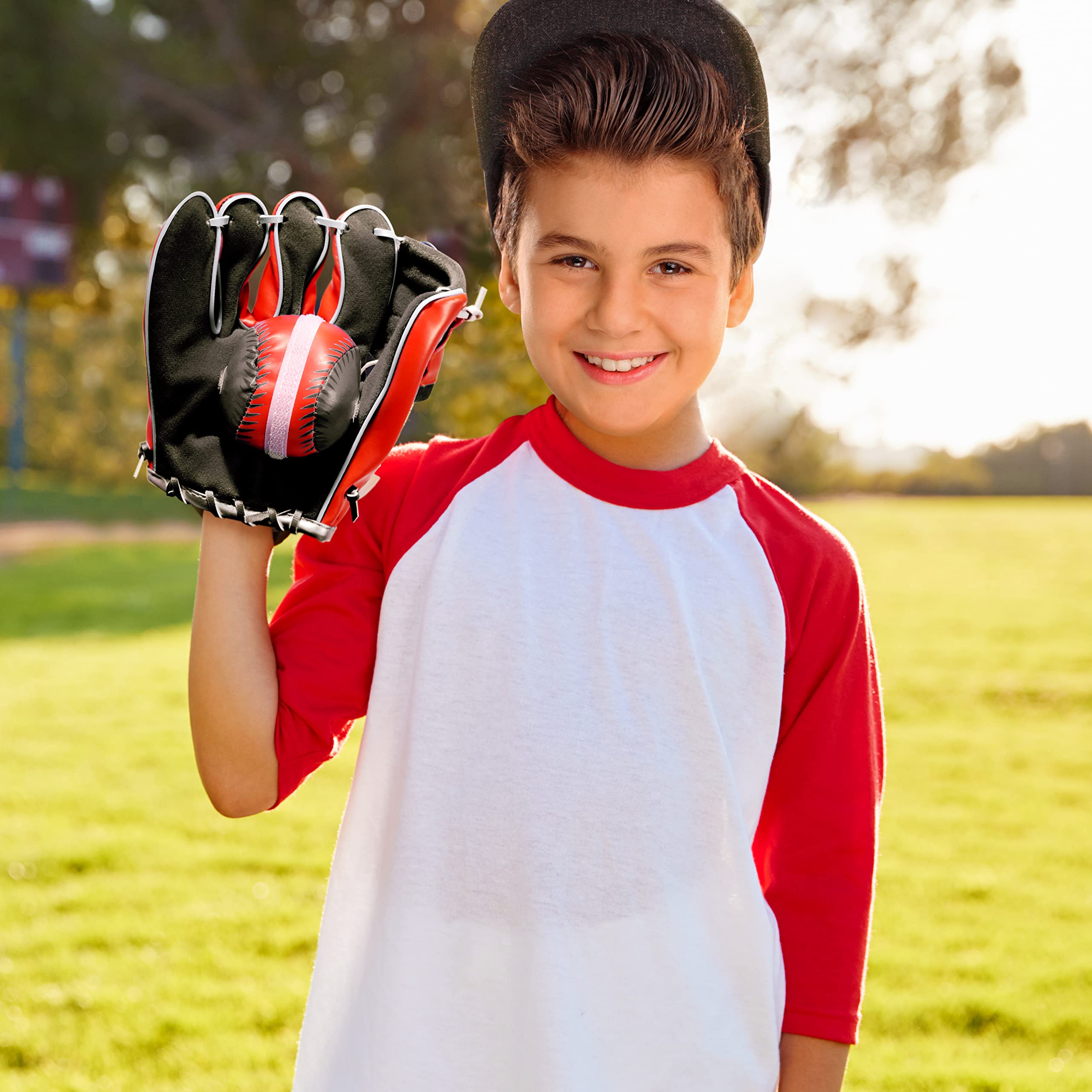 Youth Velcro Baseball Glove & Ball Set for Kids - Adjustable Practice Training Kit for Boys & Girls - Perfect for Little League, Backyard Practice & Baseball Skill Development - Great Gift for Young Players Learning to Hit Home Runs