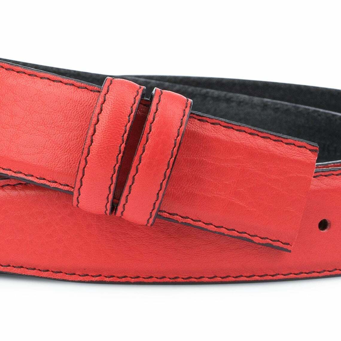 Genuine Red Leather Belt Strap Adjustable for Cartier Buckles - 1 3/8