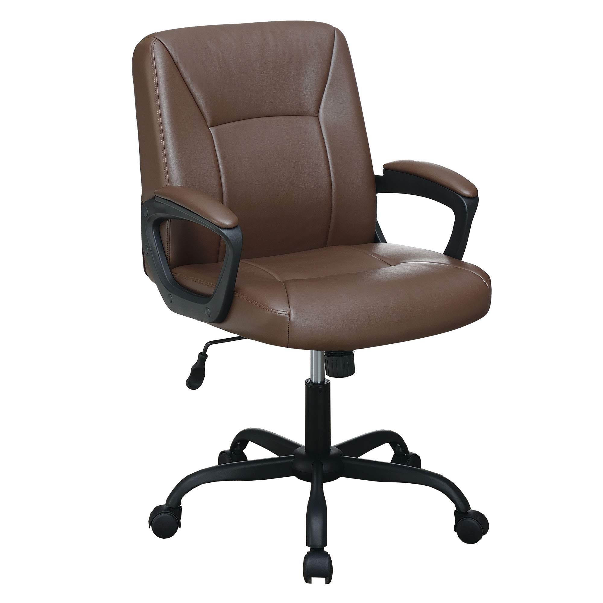 Poundex Lux Office Chair - Ergonomic Executive Desk Chair with Adjustable Height & Lumbar Support, Brown - Perfect for Home Office, Gaming & Workspace