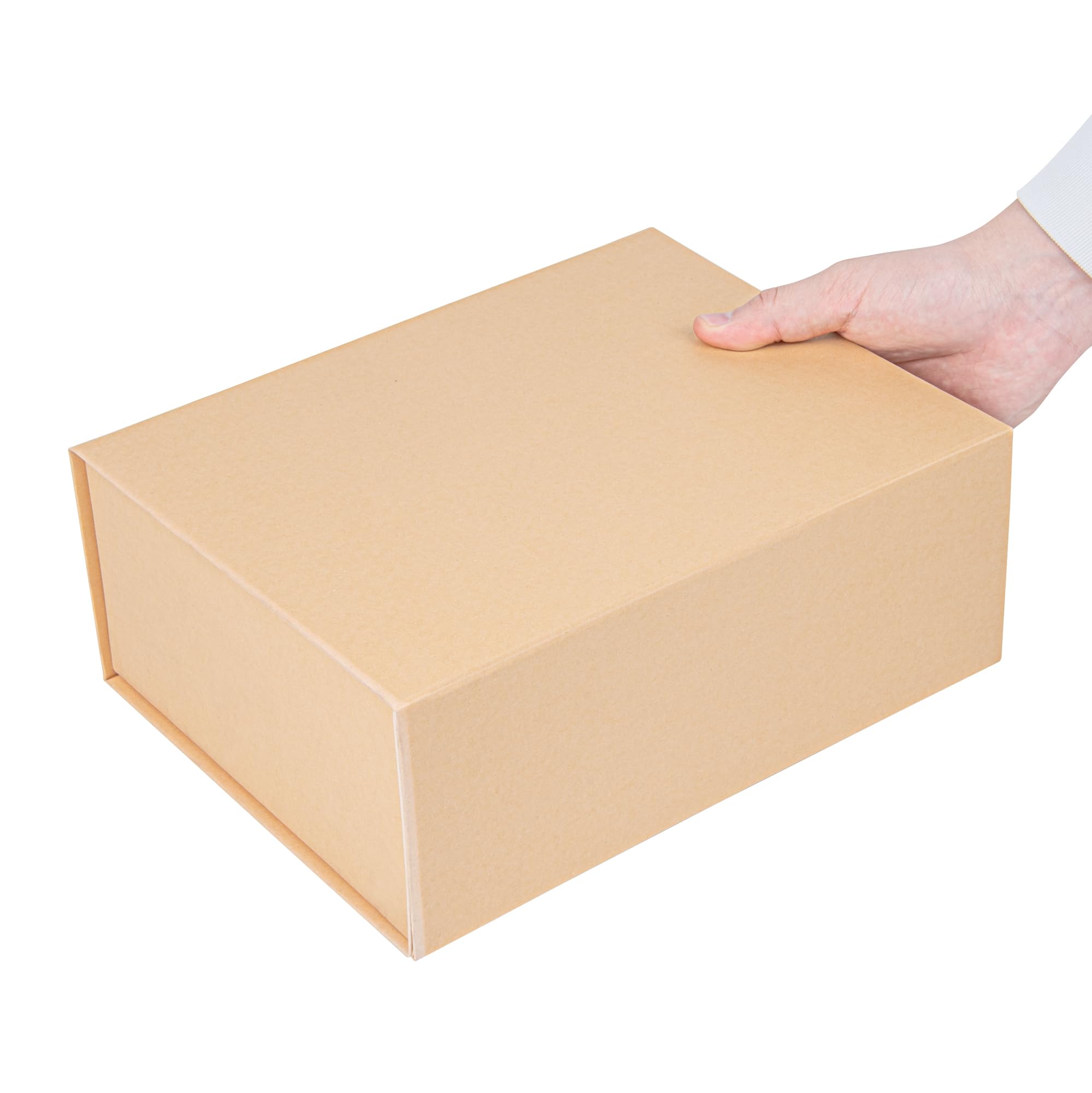 Restaurantware 10.5 x 8 x 4 Inch Magnetic Gift Boxes - Set of 10 Collapsible Kraft Paper Luxury Storage Boxes with Built-In Lid | Food Safe & Grease-Resistant | Perfect for Groomsman Gifts, Bridesmaid Proposals, Wedding Favors & Party Decorations