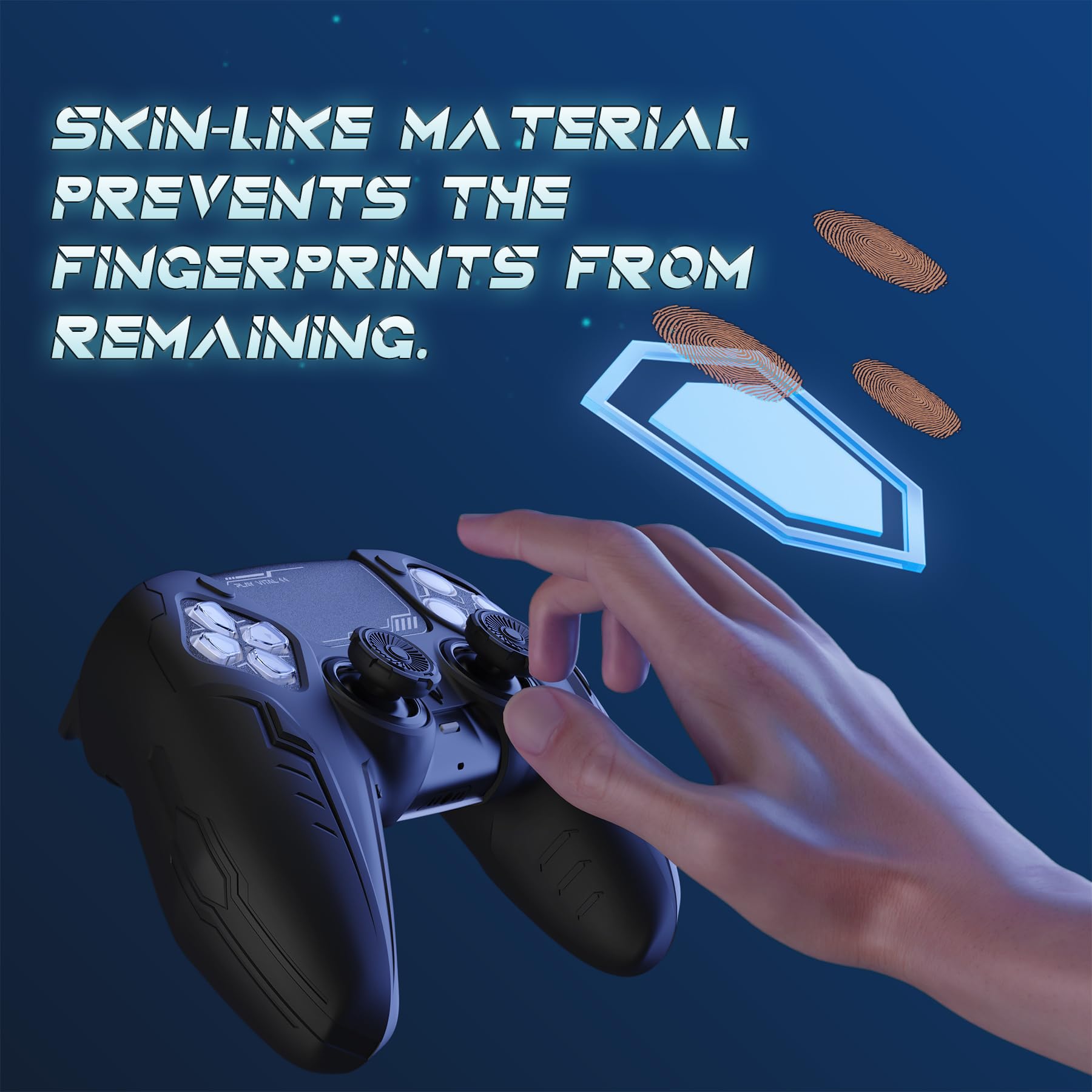 PlayVital PS5 Controller Cover - Anti-Slip Silicone Grip with Thumbstick Caps & Touchpad Protector, Compatible with Charging Dock for Gaming Comfort