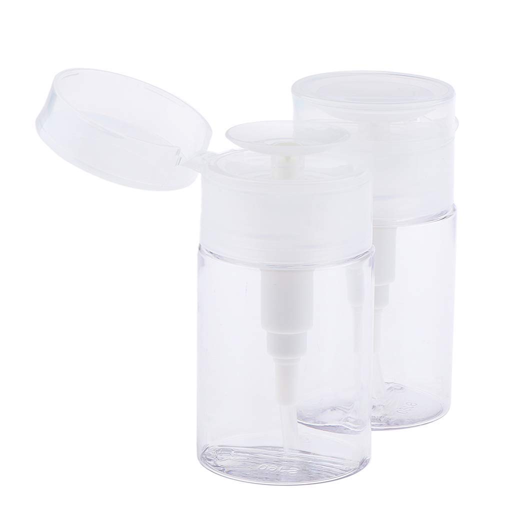 2-Pack Clear 60ml Pump Dispenser Bottles for Liquid Soap, Hand Sanitizer & Alcohol - Push Down Soap Dispenser with Leak-Proof Design for Bathroom, Kitchen & Office Use