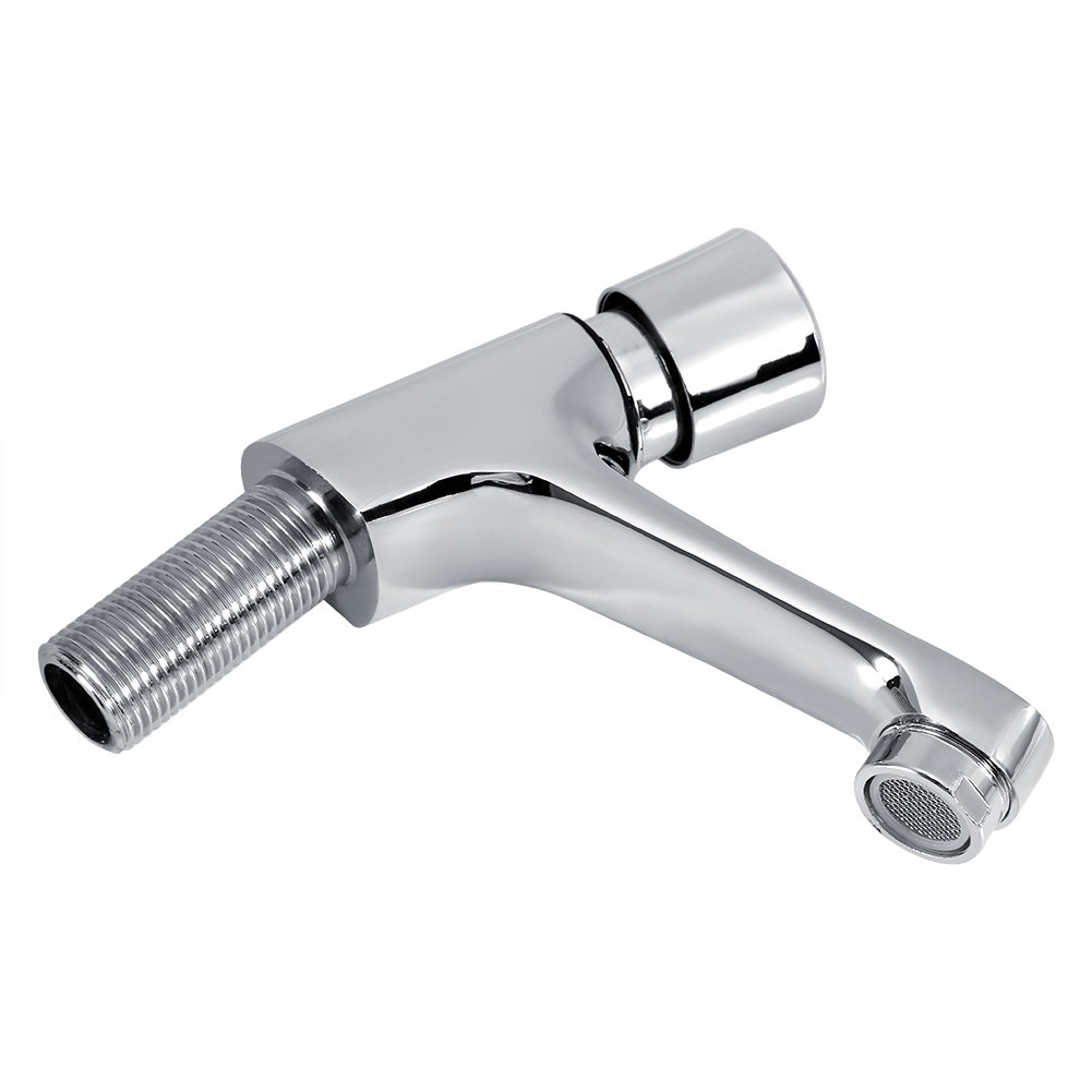 Chrome Plated Self-Closing Basin Faucet for Kitchen & Bathroom - Water Saving Time Delay Tap for Public & Home Use - Perfect for Restaurants, Schools, and Offices