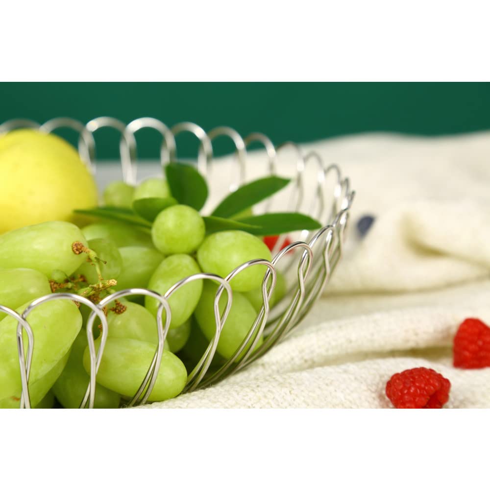 YBM Home Large Fruit Basket Bowl for Kitchen Counter & Pantry - Rustic Wooden Storage Organizer for Fruits, Vegetables, Bread & Kitchen Essentials | Perfect for Farmhouse, Dining Table & Countertop Display