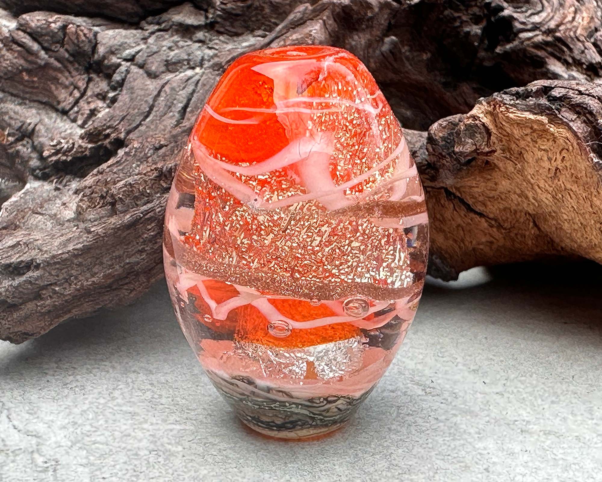 Orange Dichroic Organic Lampwork Focal Bead SRA - Handmade Glass Bead for Jewelry Making, DIY Crafts & Art Projects