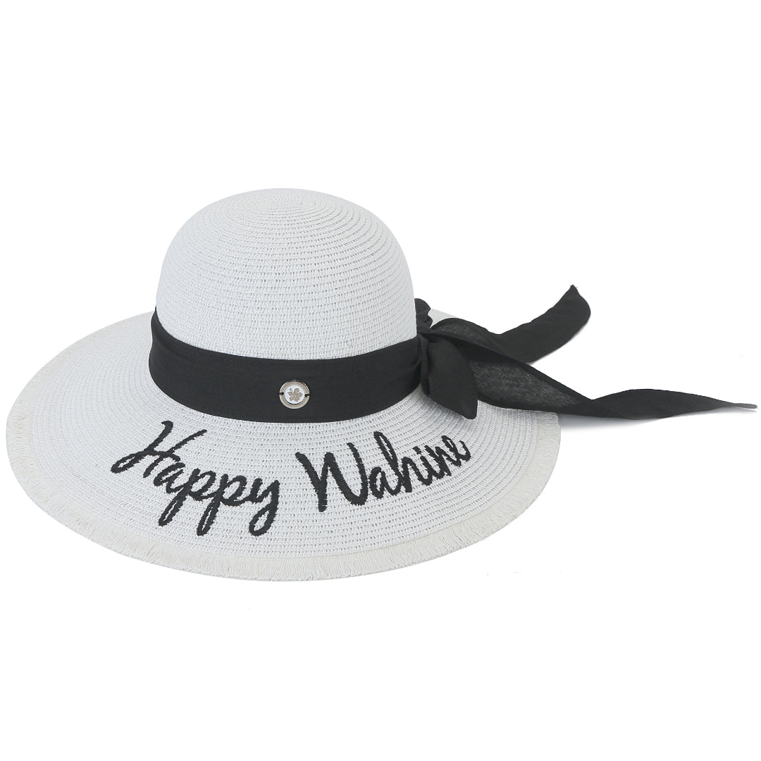 Gardenia Happy Wahine White Hat - Stylish Floral Summer Hat for Women | Perfect for Beach, Vacation, and Outdoor Activities