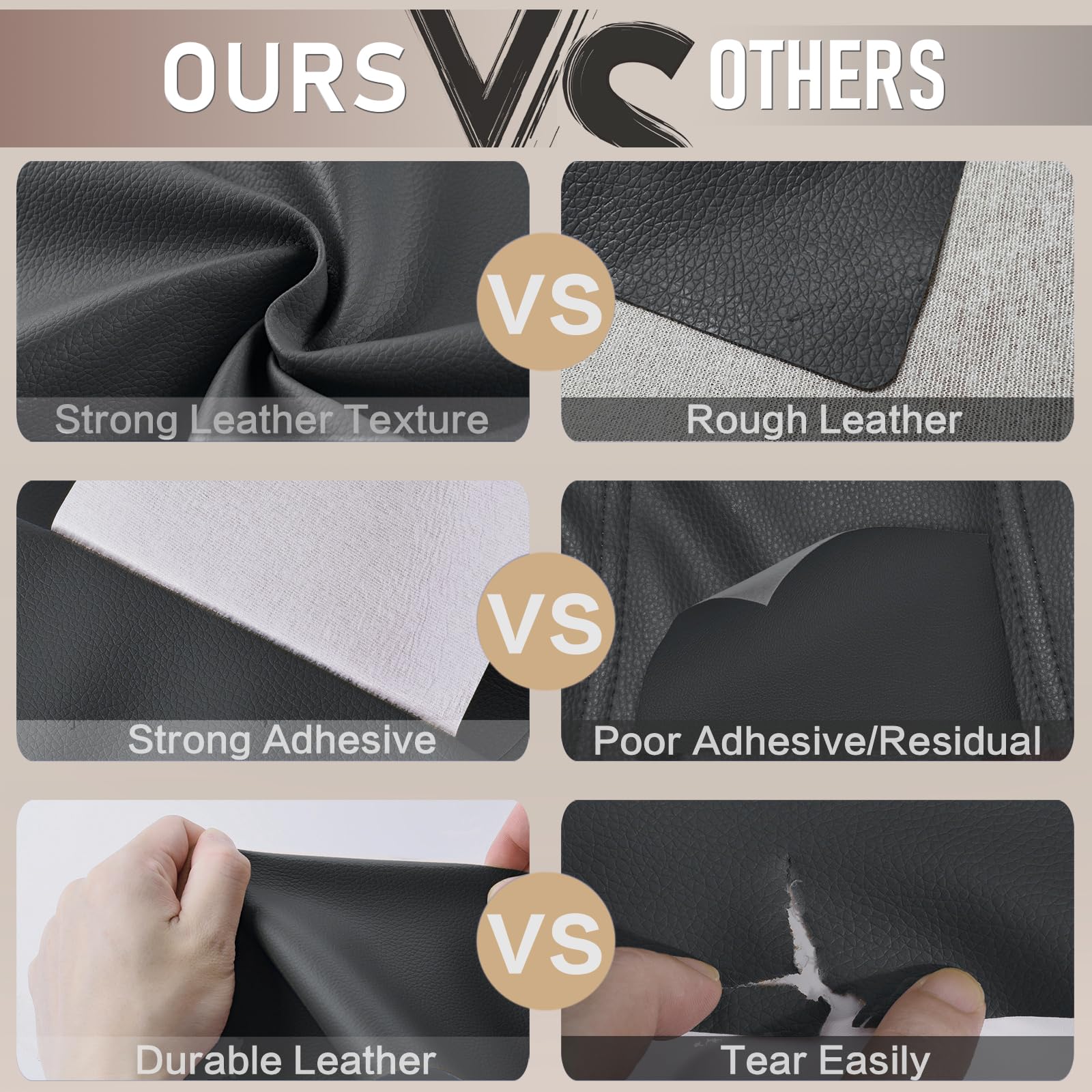 Self-Adhesive Leather Repair Patch Kit - 4