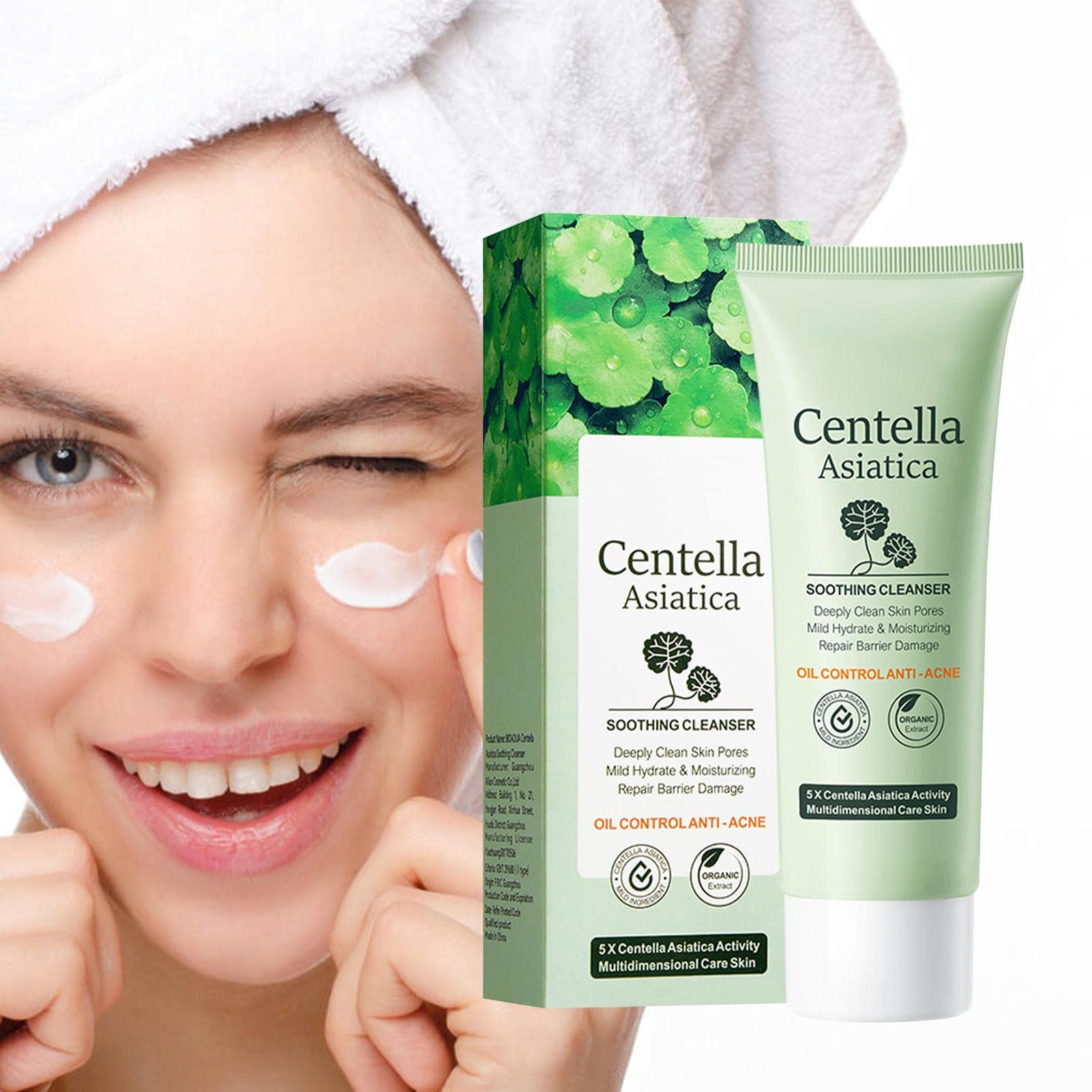 Hydrating Gentle Face Wash for Men - 3.5oz Centella Asiatica Facial Cleanser | Fragrance-Free, Soothing & Oil Control | Daily Skincare Routine for Acne-Prone & Sensitive Skin | Perfect for Morning & Night Use