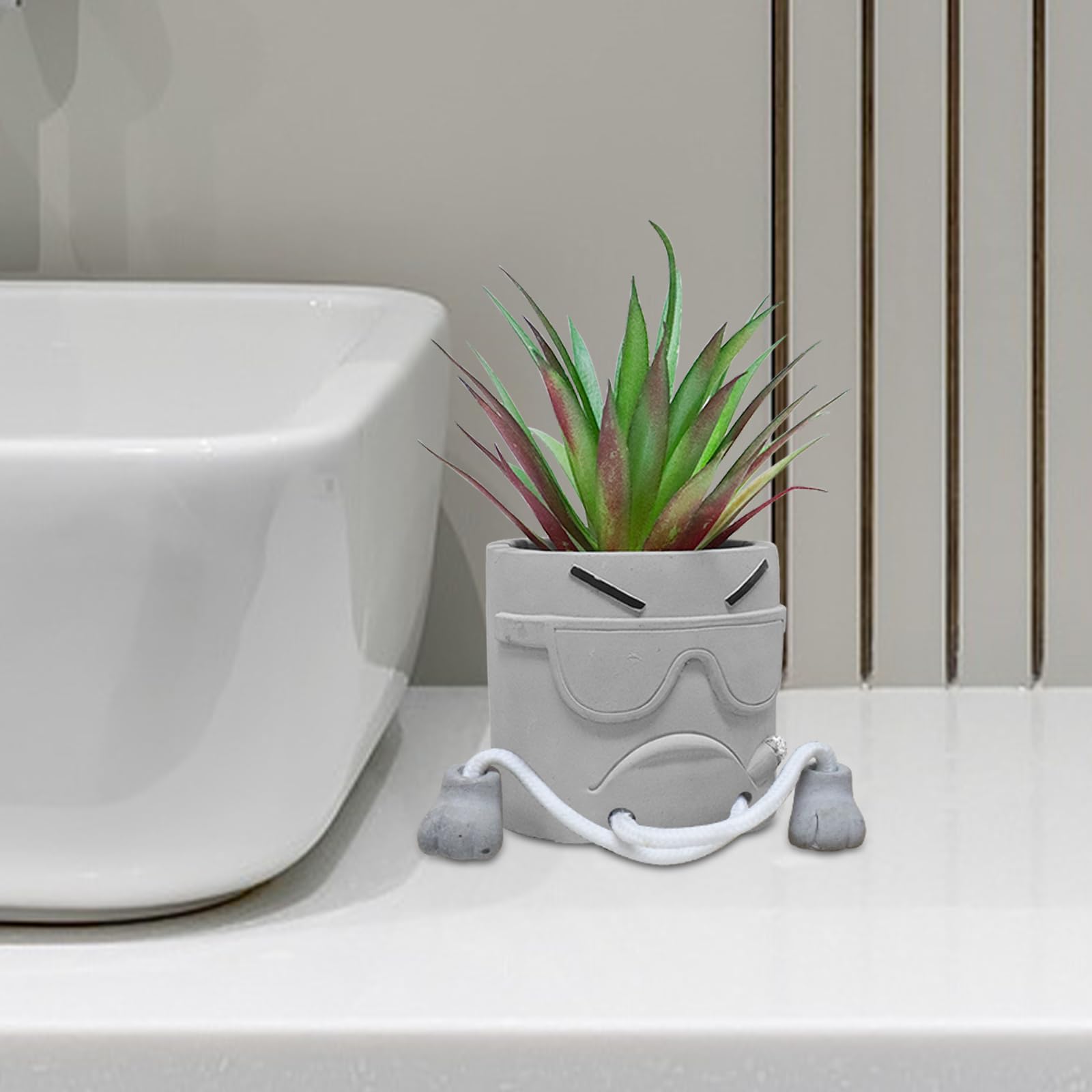 Zerzsy Artificial Succulents in Cement Pots with Hanging Leg - Mini Fake Plants for Kitchen Shelf, Bathroom Decor, Office Wall & Home Decor - Perfect for Indoor Greenery and Space-Saving Decorations