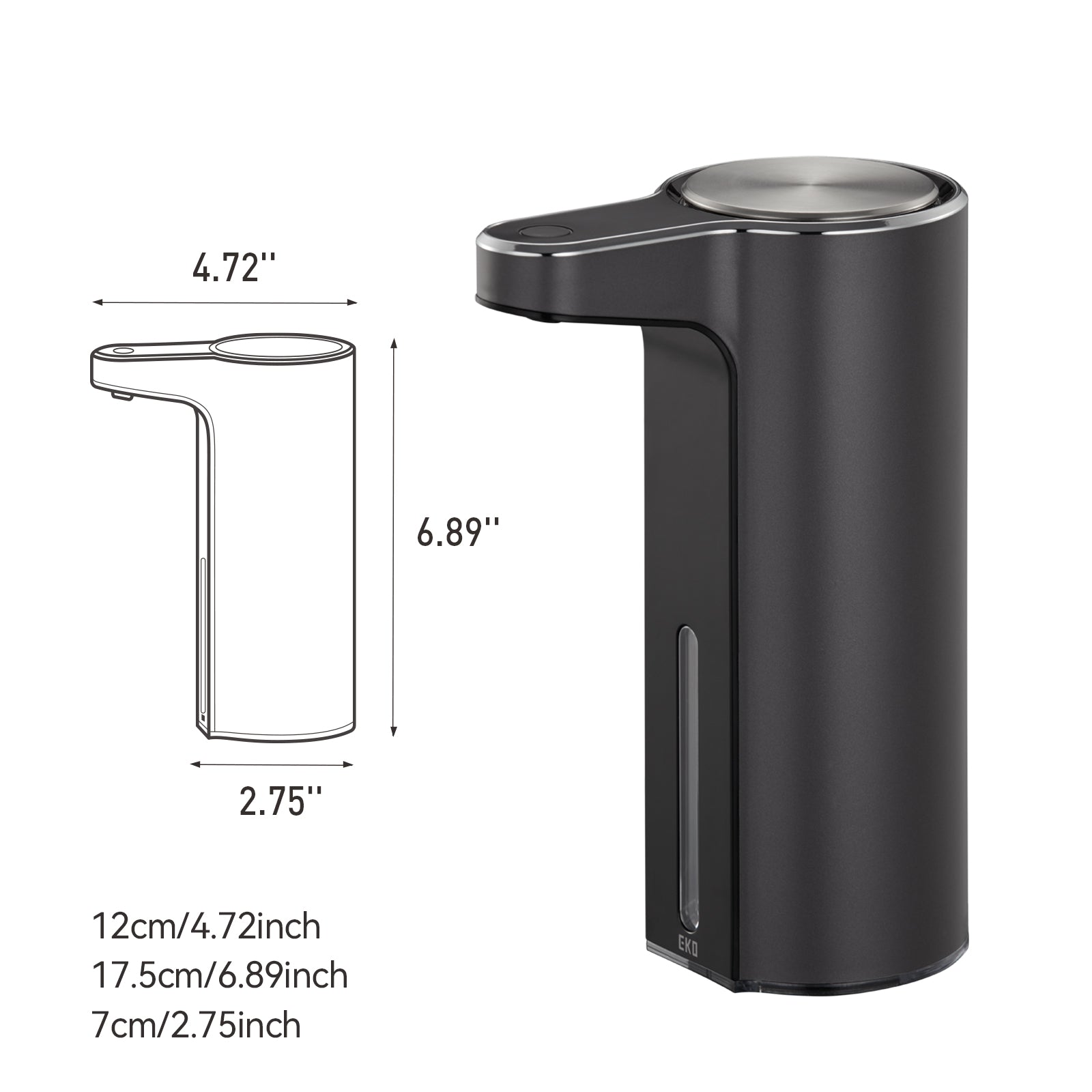 Smart Automatic Liquid Soap Dispenser - Touchless, USB Rechargeable, Dark Gray - Perfect for Kitchen, Bathroom & Office Hygiene