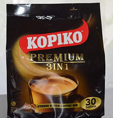 Kopiko Instant Premium 3-in-1 Coffee with Non-Dairy Creamer & Sugar - 30 Count Per Bag (Pack of 10) | Perfect for Office, Home & Travel Use